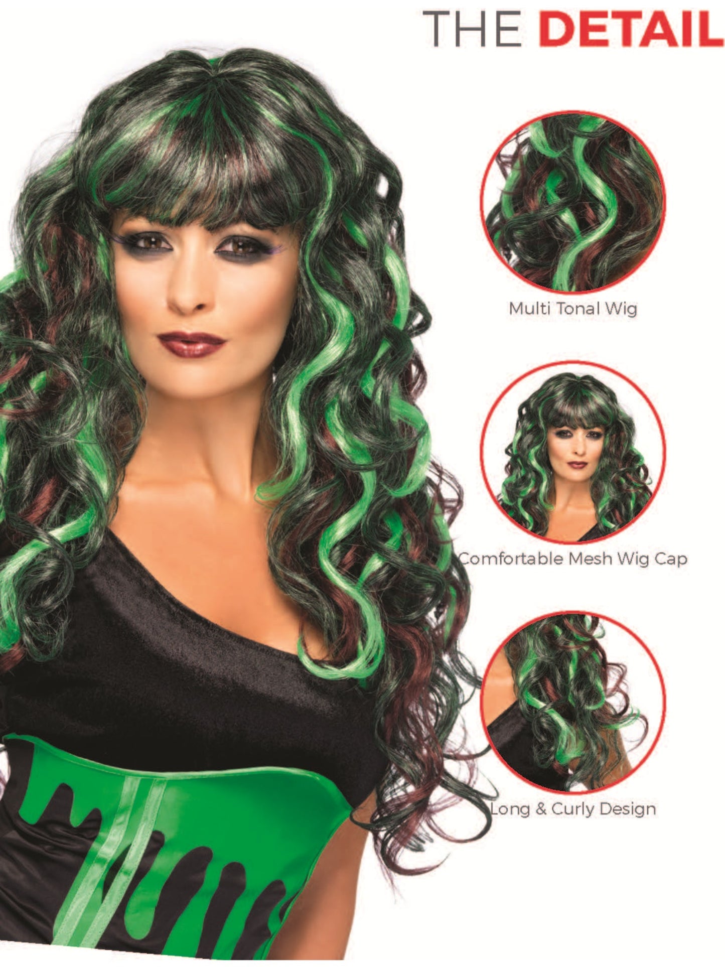 Monster Wig, Black & Green Wholesale