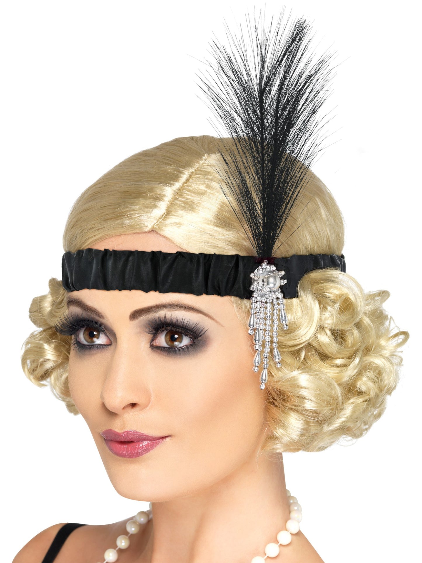Black Satin Charleston Headband, Black Wholesale