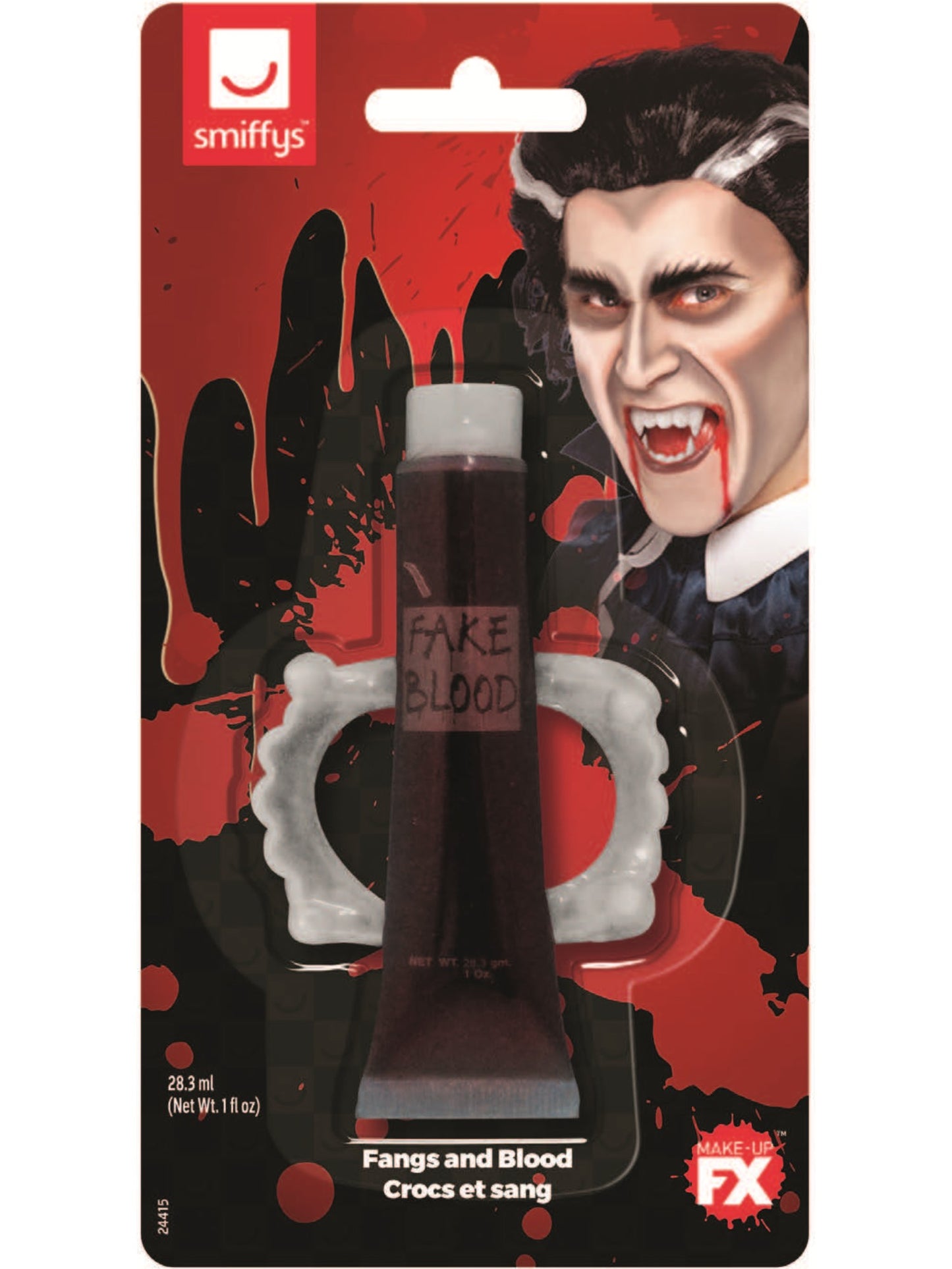 Smiffys Make-Up FX, Fangs & Blood, Red Wholesale