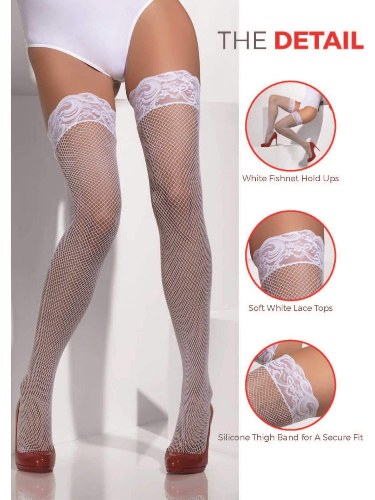 Fishnet Hold-Ups, White Wholesale