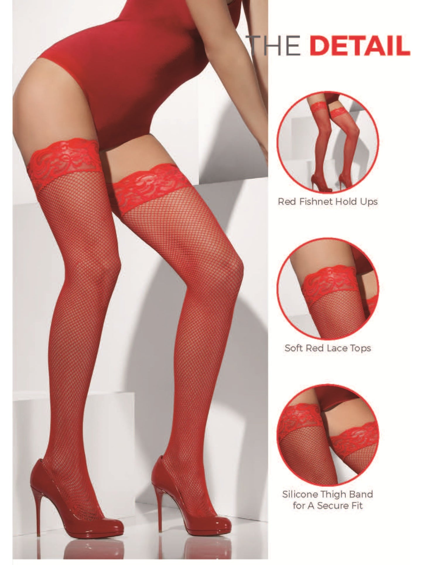 Fishnet Hold-Ups, Red Wholesale