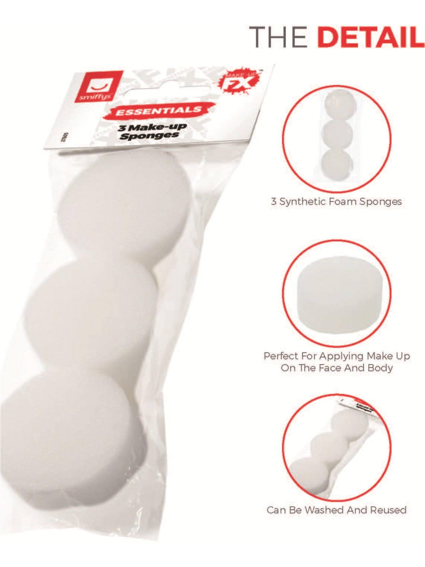 Smiffys Make-Up FX Essentials, Cosmetic Sponges Wholesale