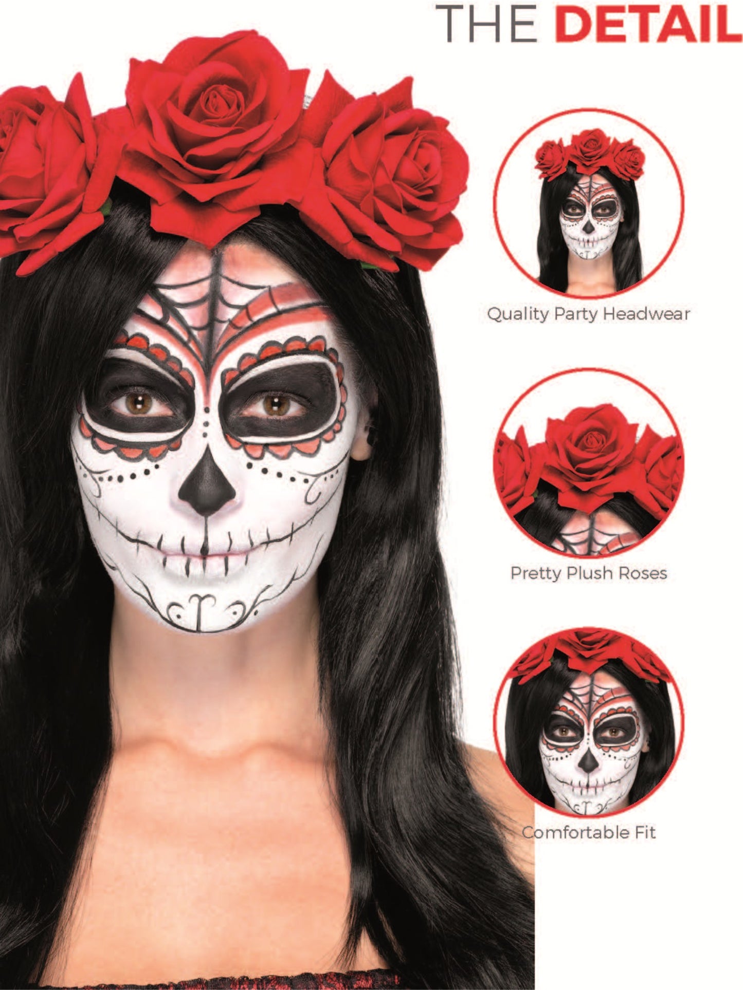 Day of the Dead Headband, Red Wholesale