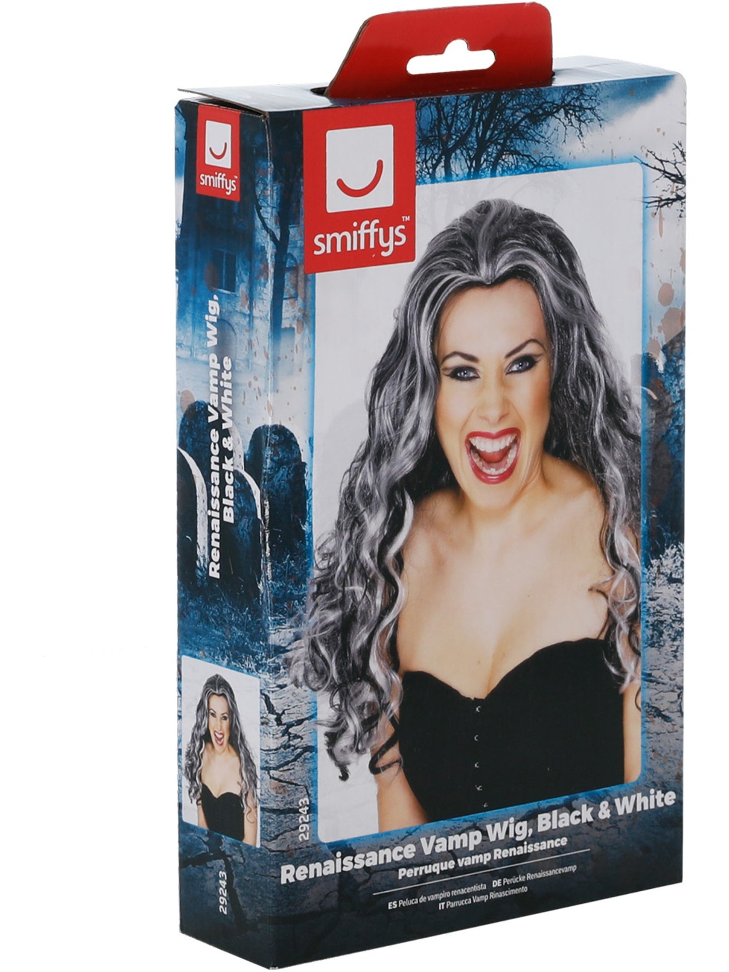 Renaissance Vamp Wig, Black & White Wholesale