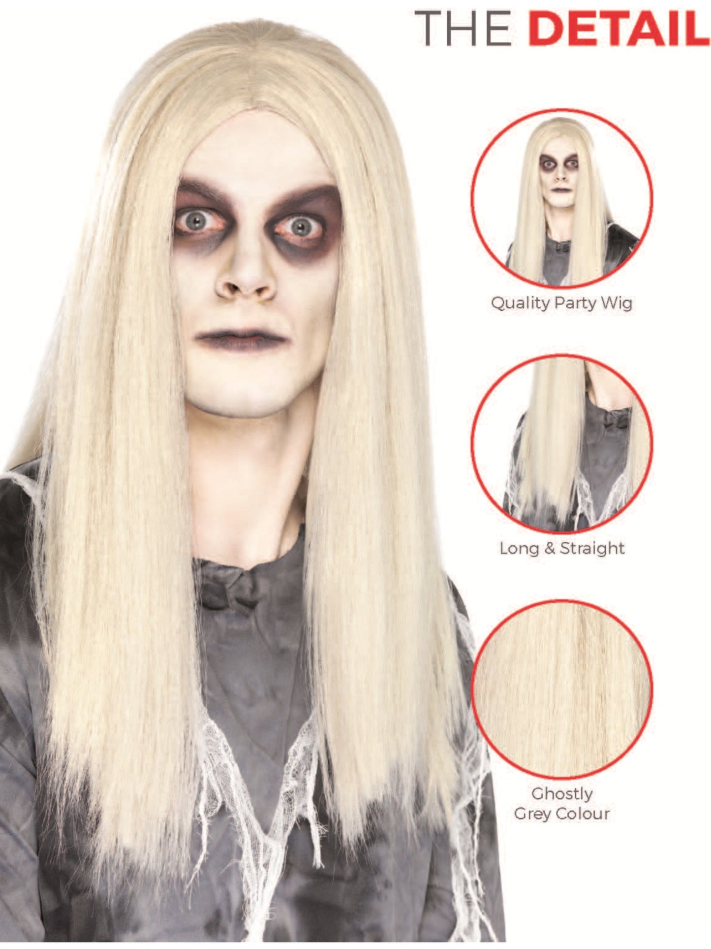 Ghostly Spirit Wig, Grey Wholesale