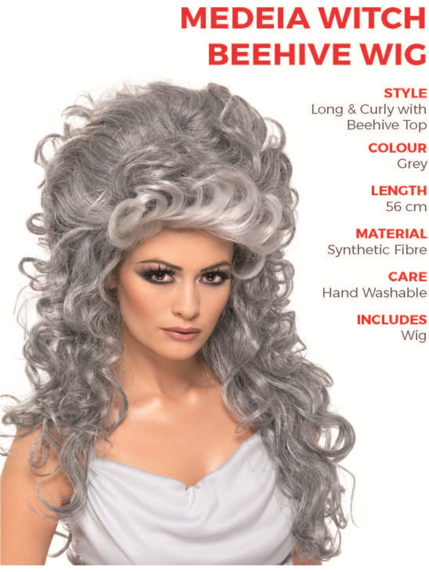 Medeia Witch Beehive Wig, Grey Wholesale