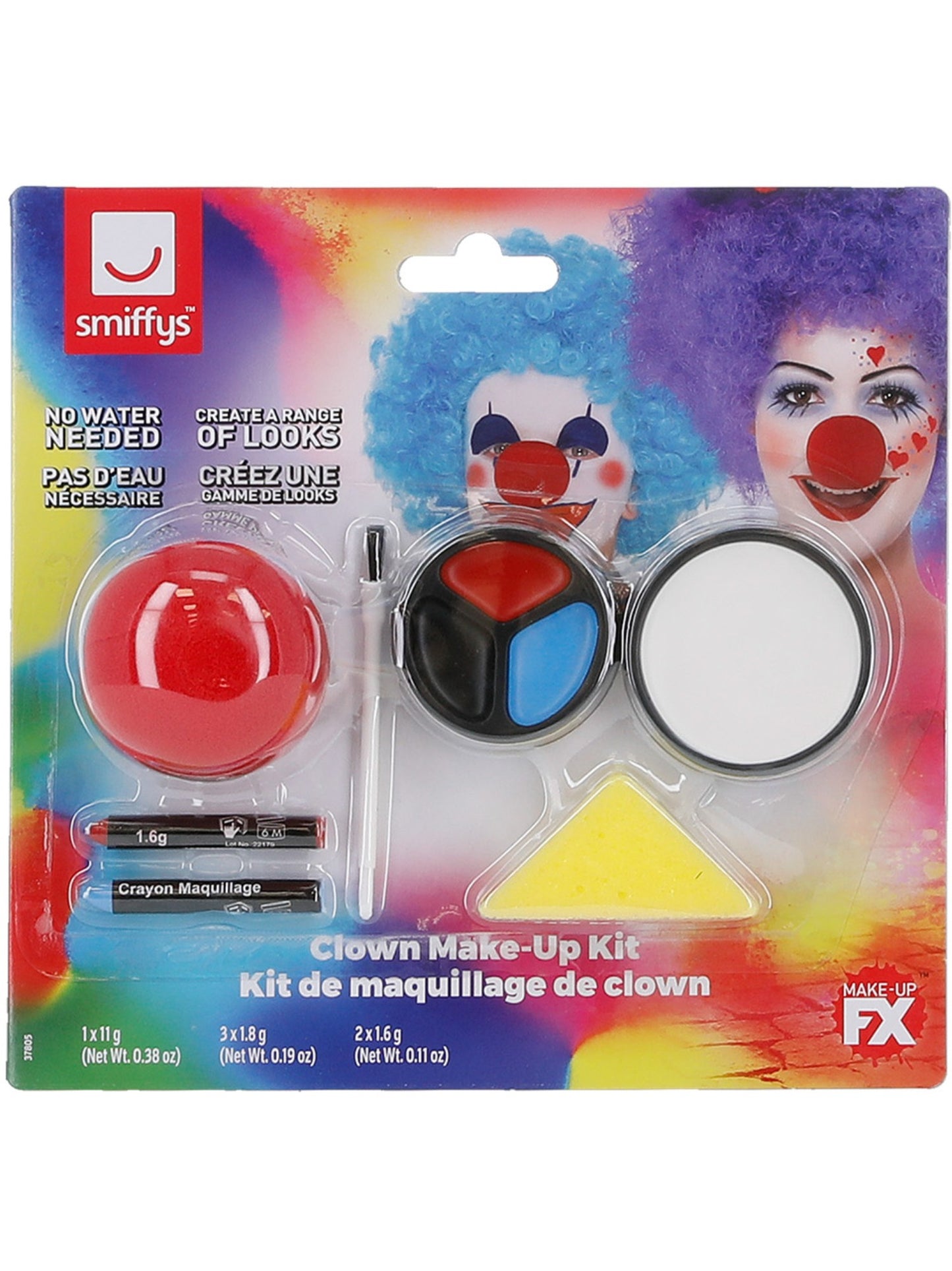 Smiffys Make-Up FX, Clown Kit, Multi-Coloured Wholesale