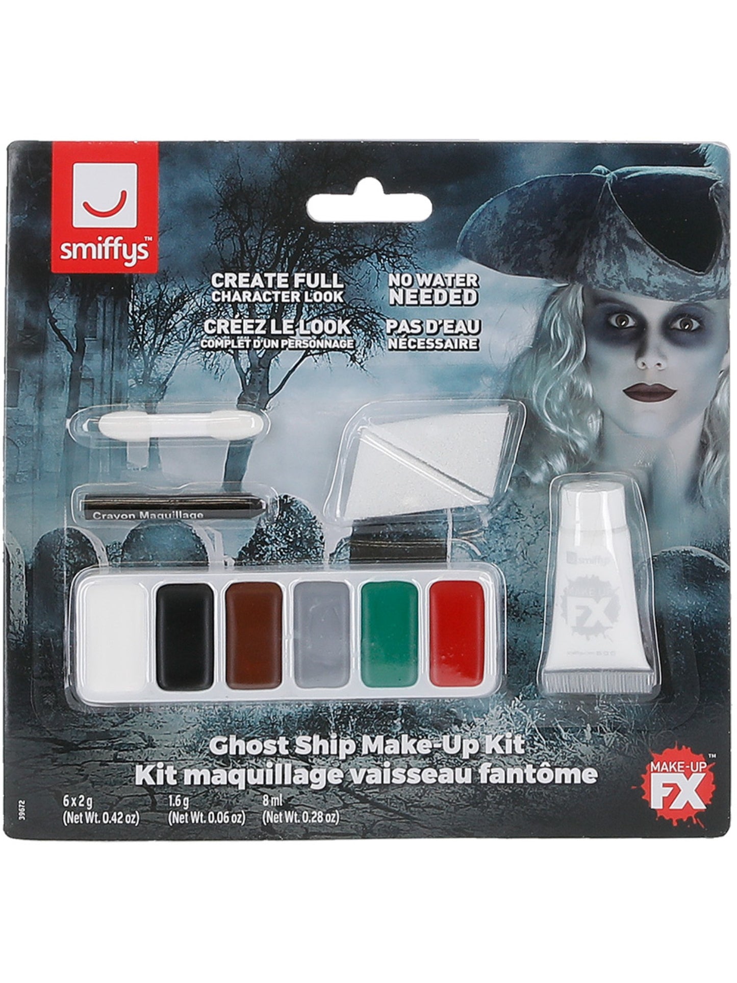 Smiffys Make-Up FX, Ghost Ship Kit, Grease, Black Wholesale