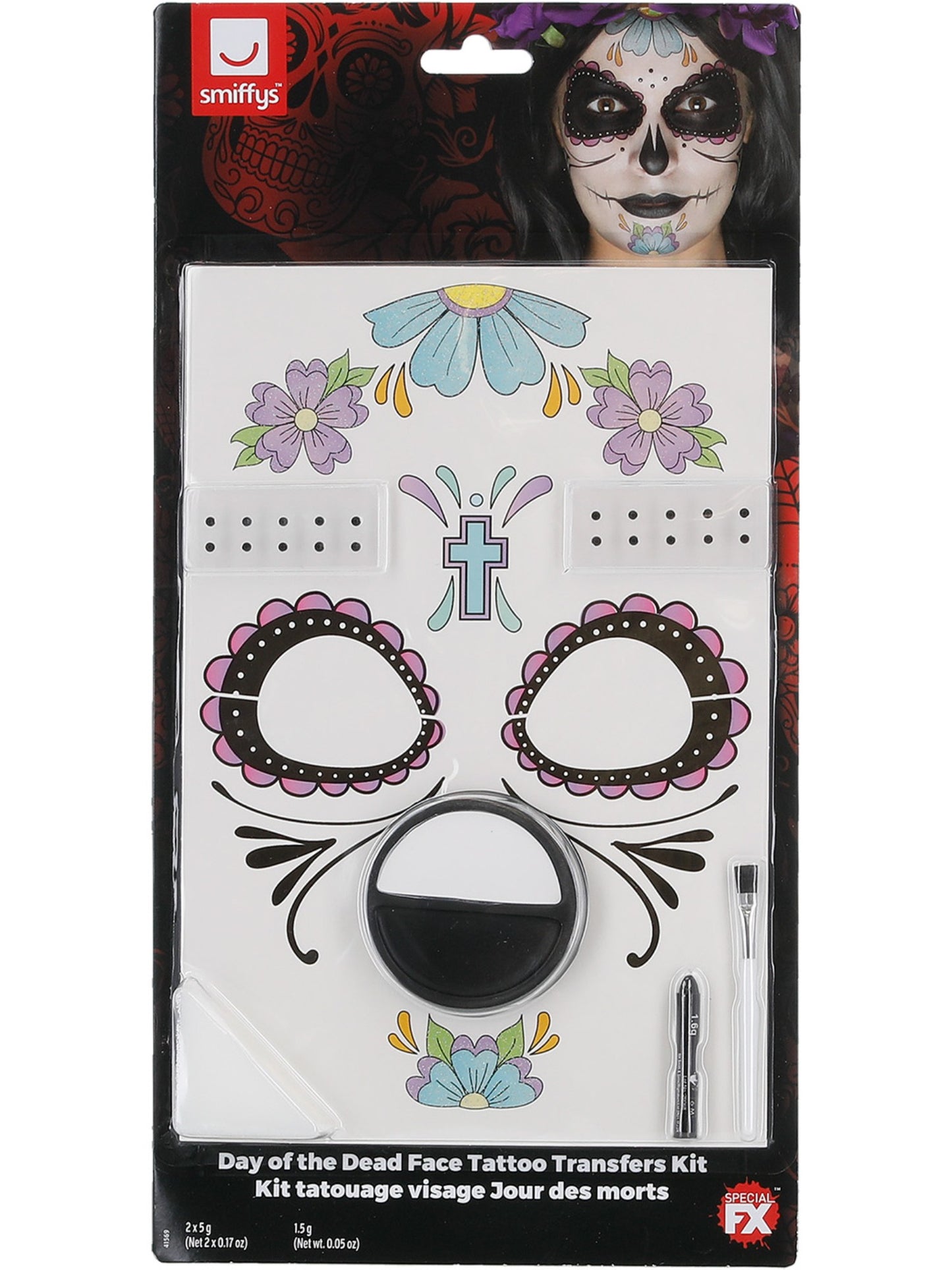 Smiffys Make-Up FX, Day of the Dead Kit, Aqua, Mul Wholesale