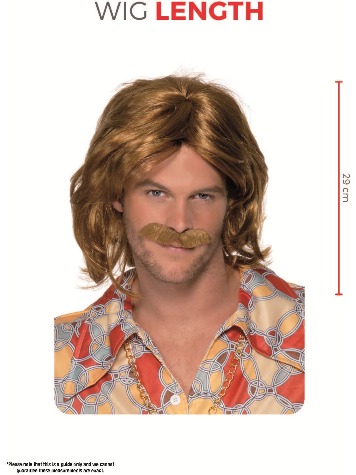 70s Super Trouper Wig & Moustache, Brown Wholesale
