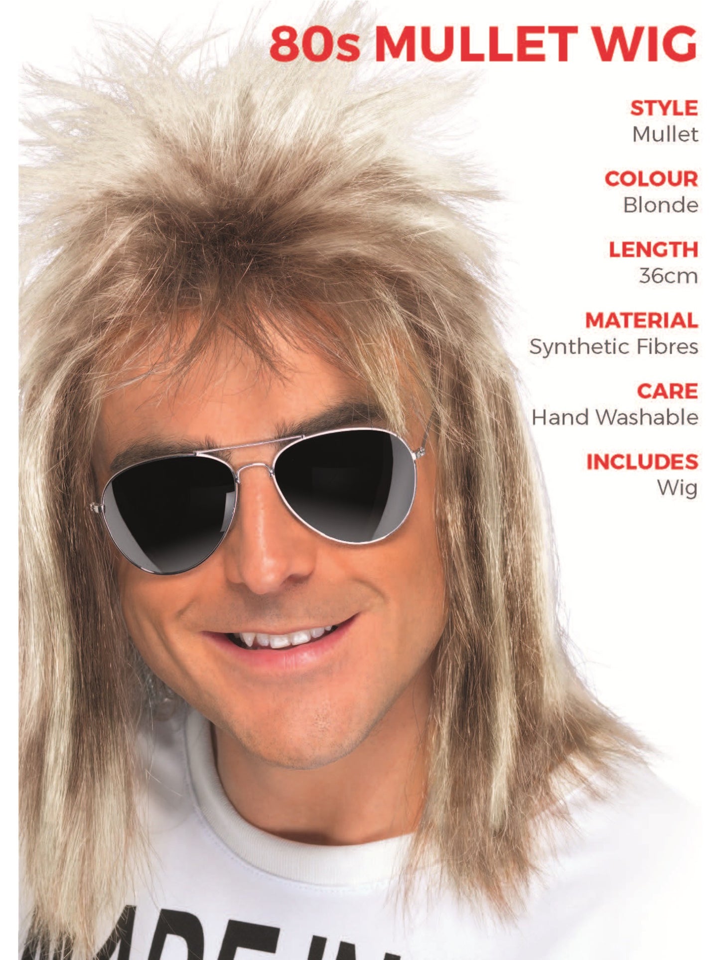 80s Mullet Wig, Blonde Wholesale