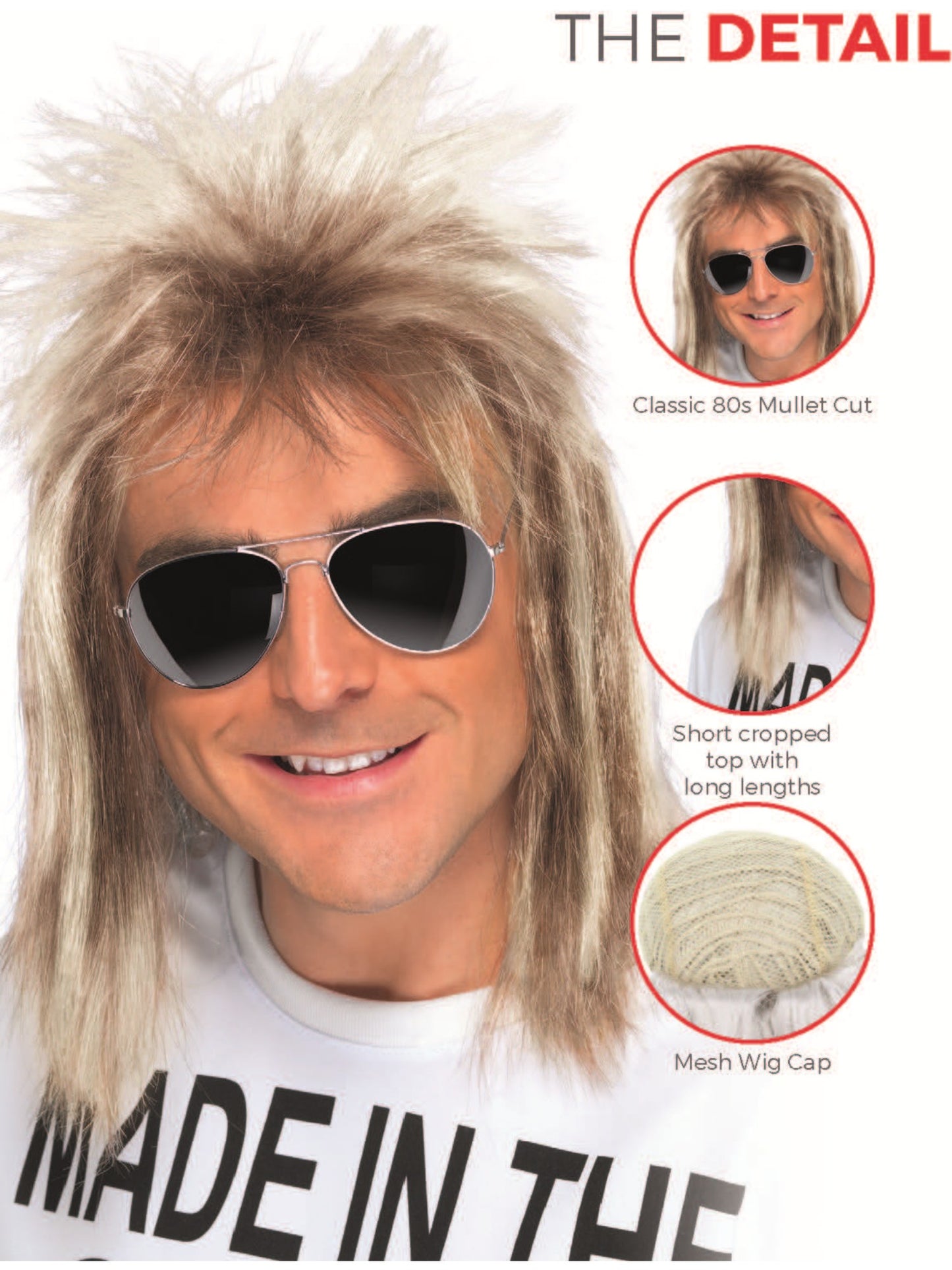 80s Mullet Wig, Blonde Wholesale