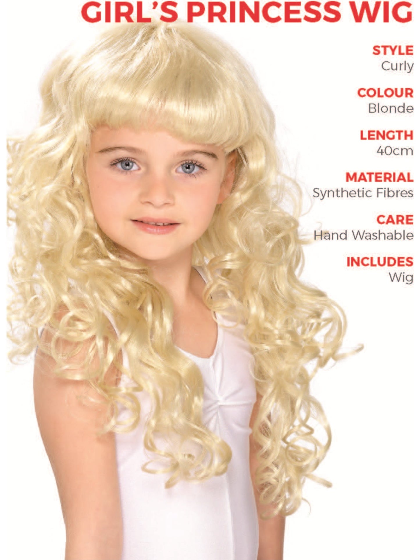Girl's Princess Wig, Blonde Wholesale
