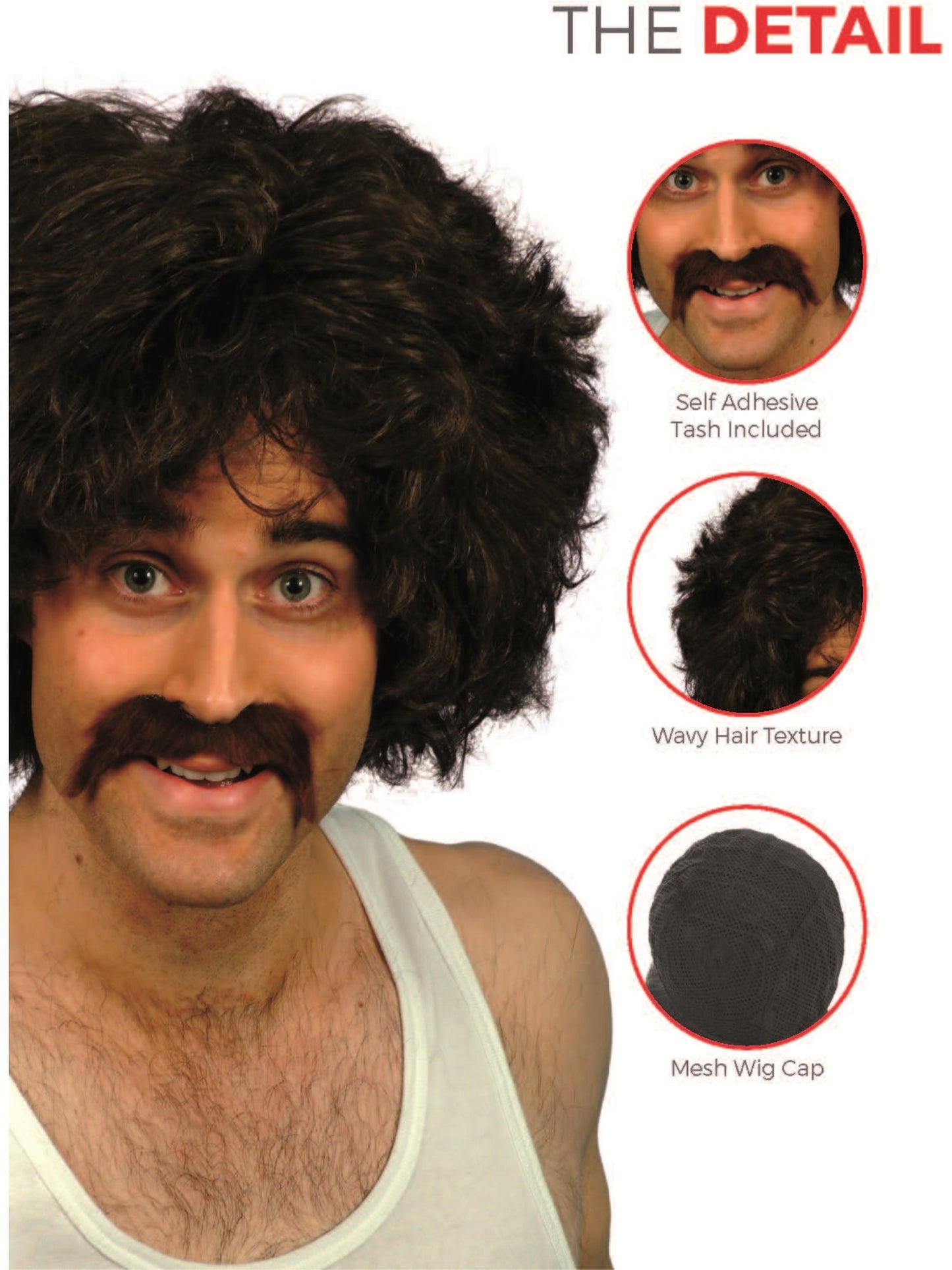 Retro Wig & Tash, Brown Wholesale