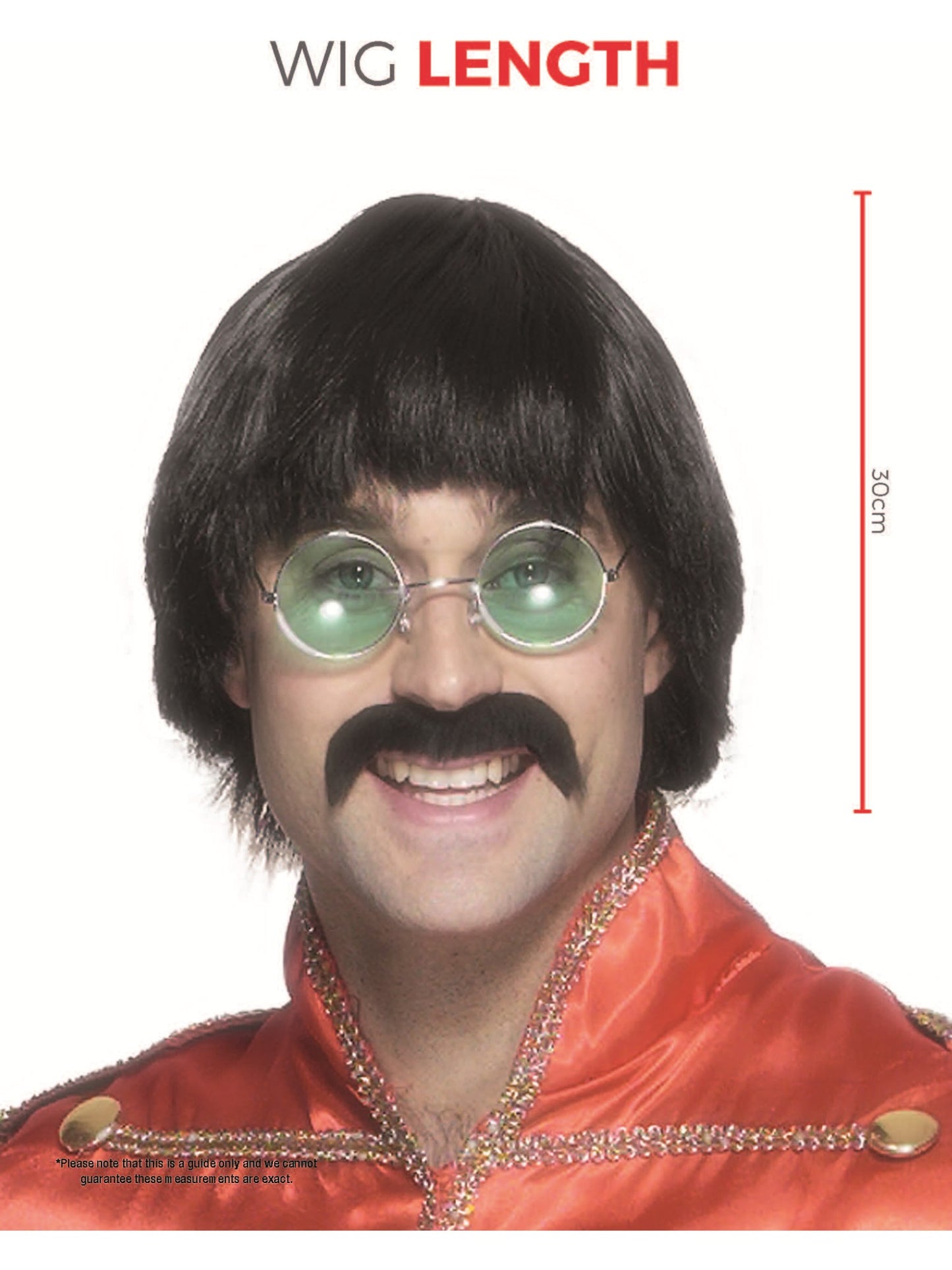 70s Mersey Wig & Tash, Black Wholesale