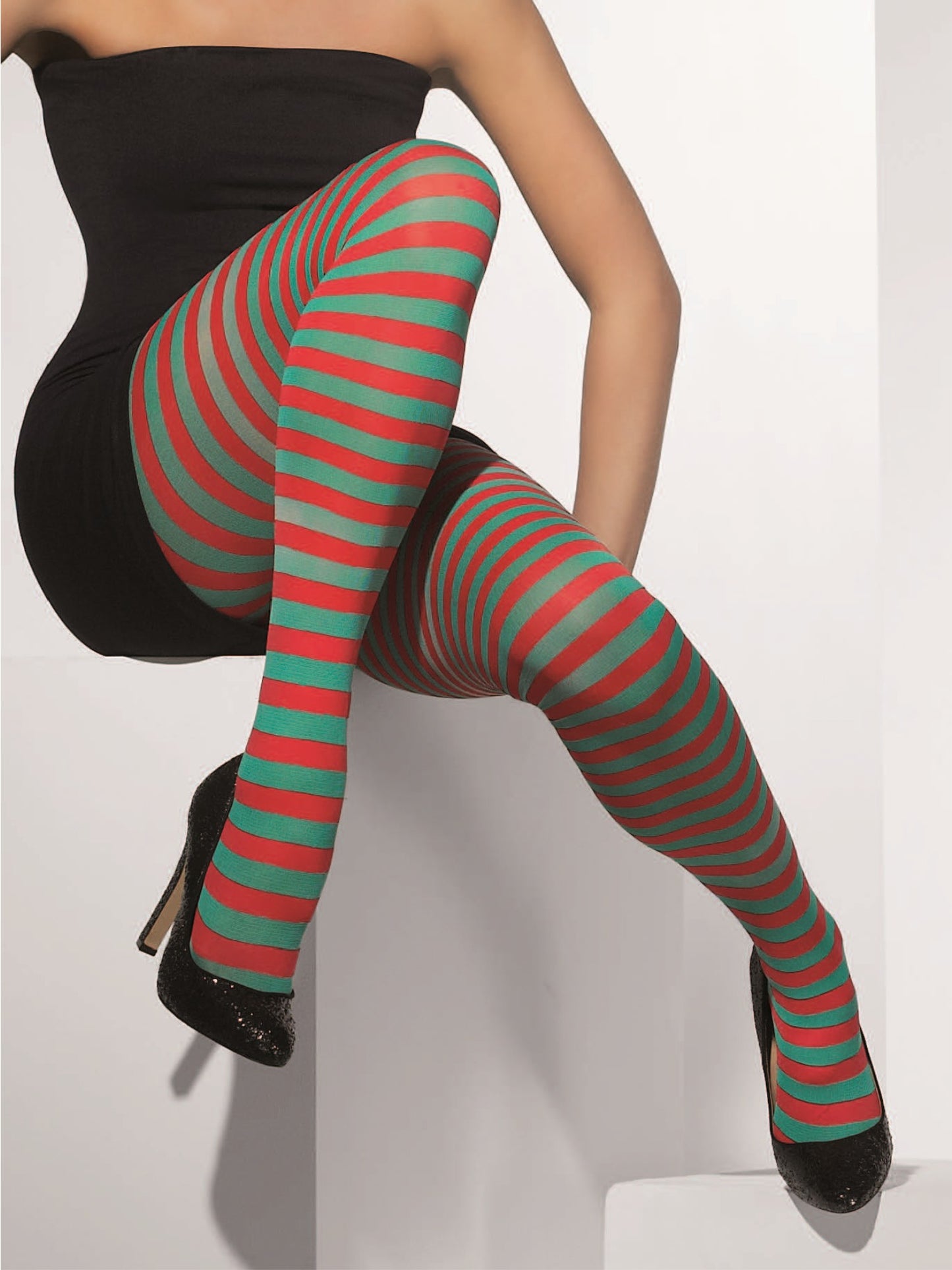 Opaque Tights, Red & Green Wholesale