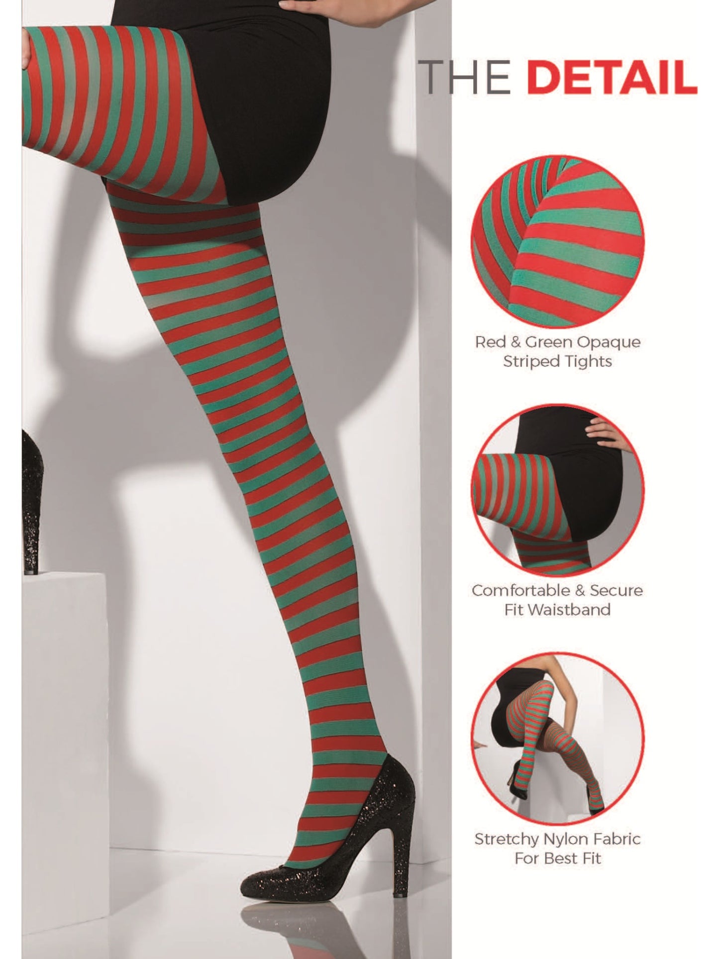 Opaque Tights, Red & Green Wholesale