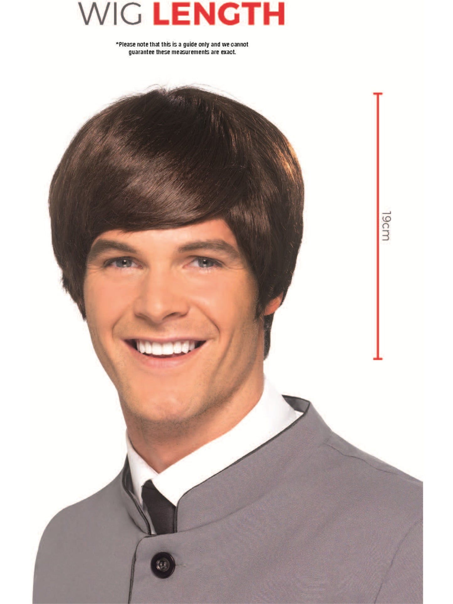 60s Male Mod Wig, Brown Wholesale