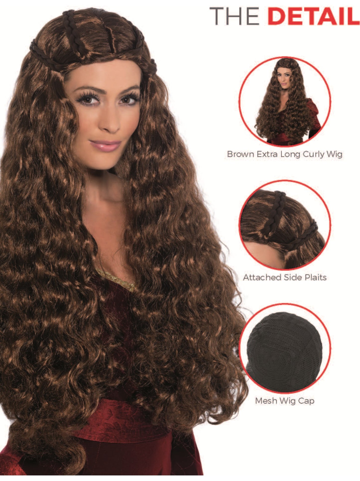 Medieval Princess Wig, Brown Wholesale