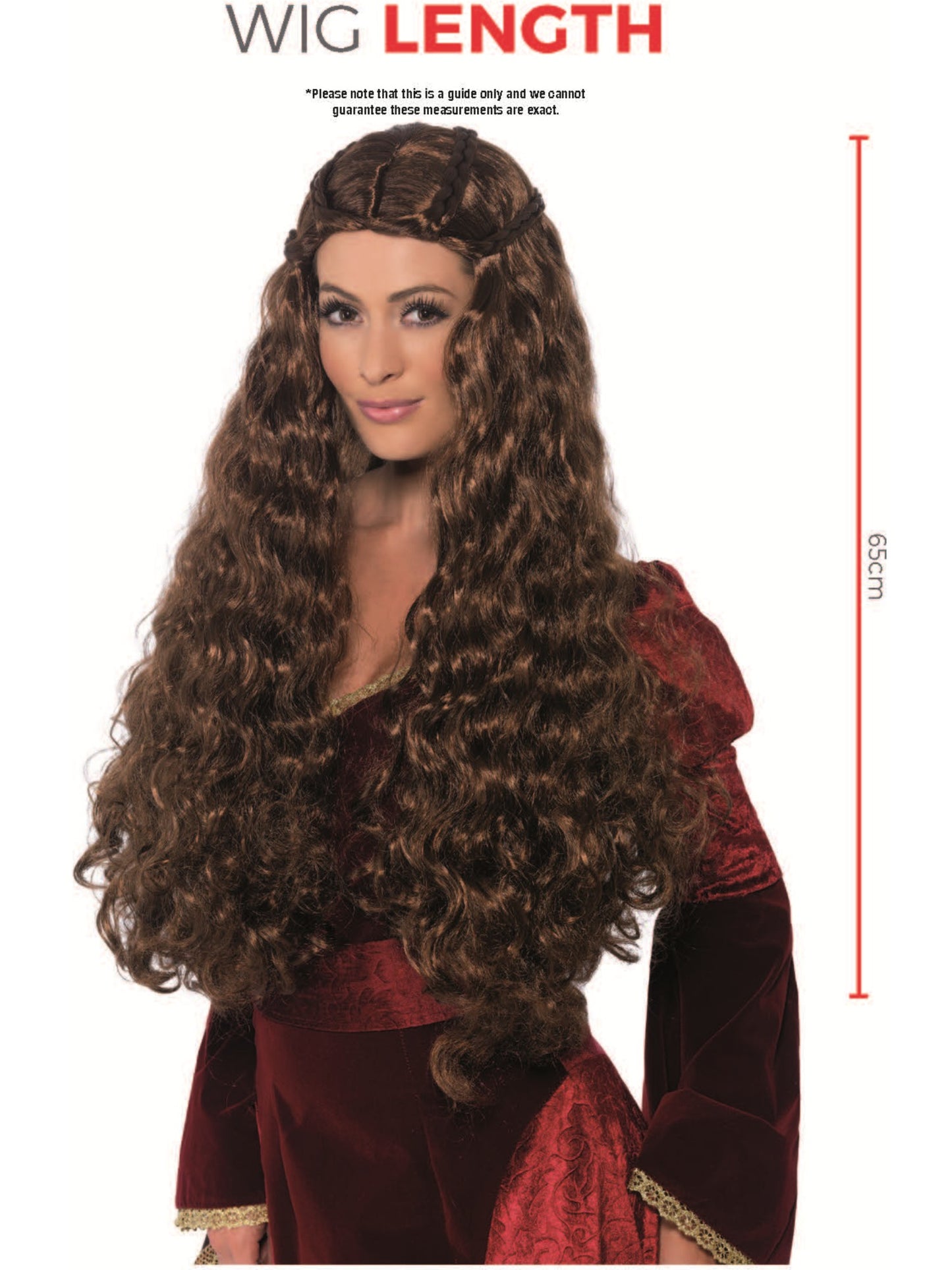 Medieval Princess Wig, Brown Wholesale