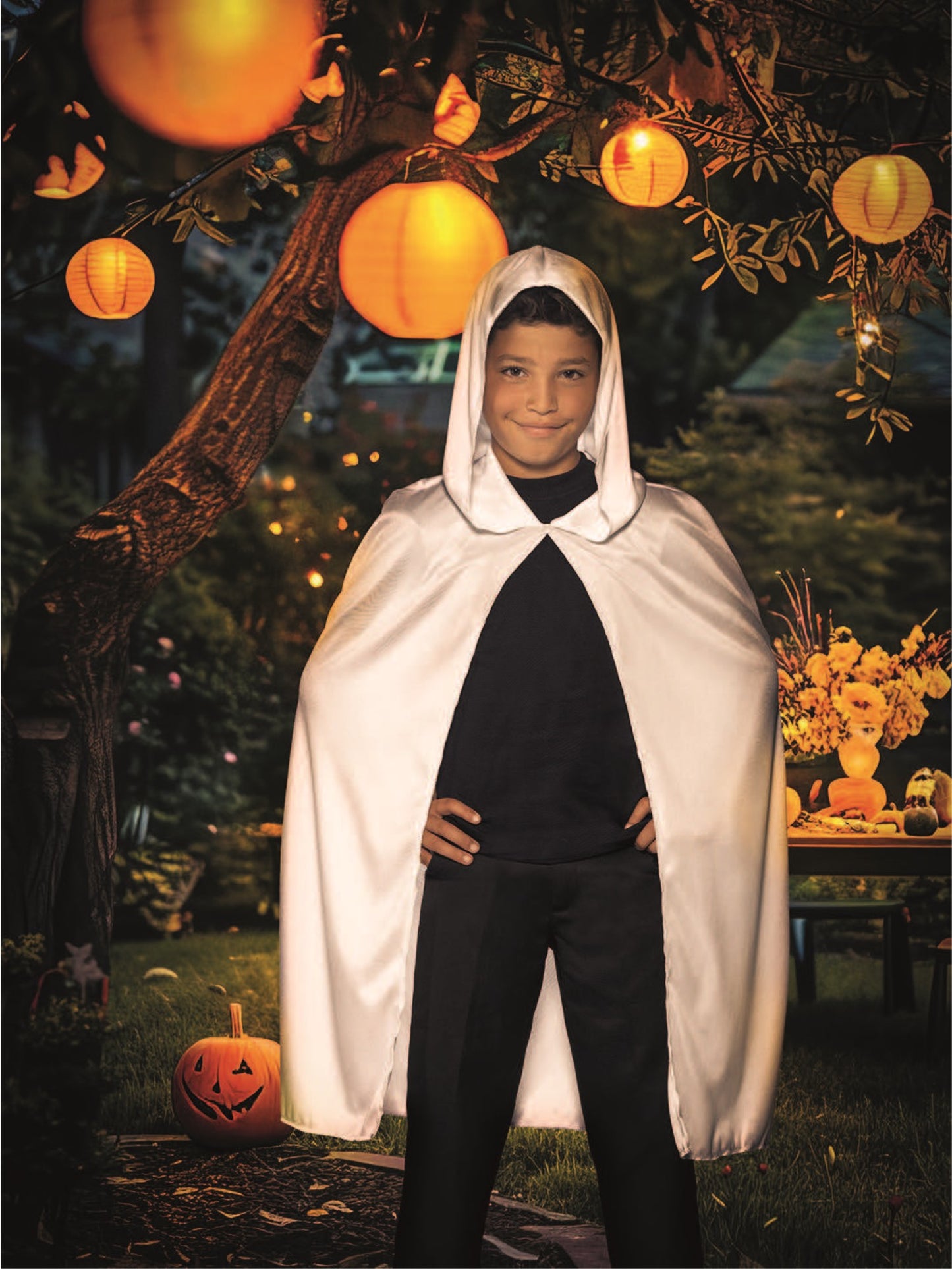 Hooded Cape, White Wholesale