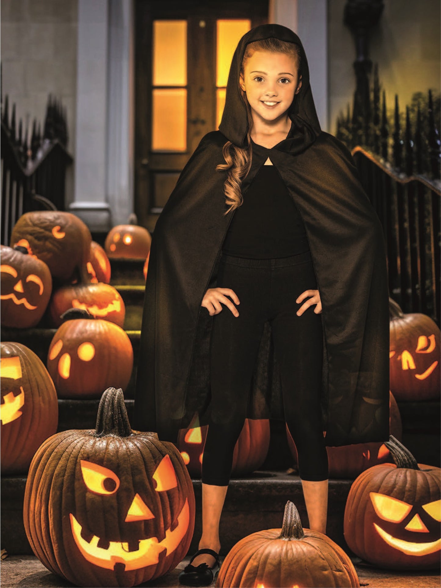 Hooded Cape, Black Wholesale