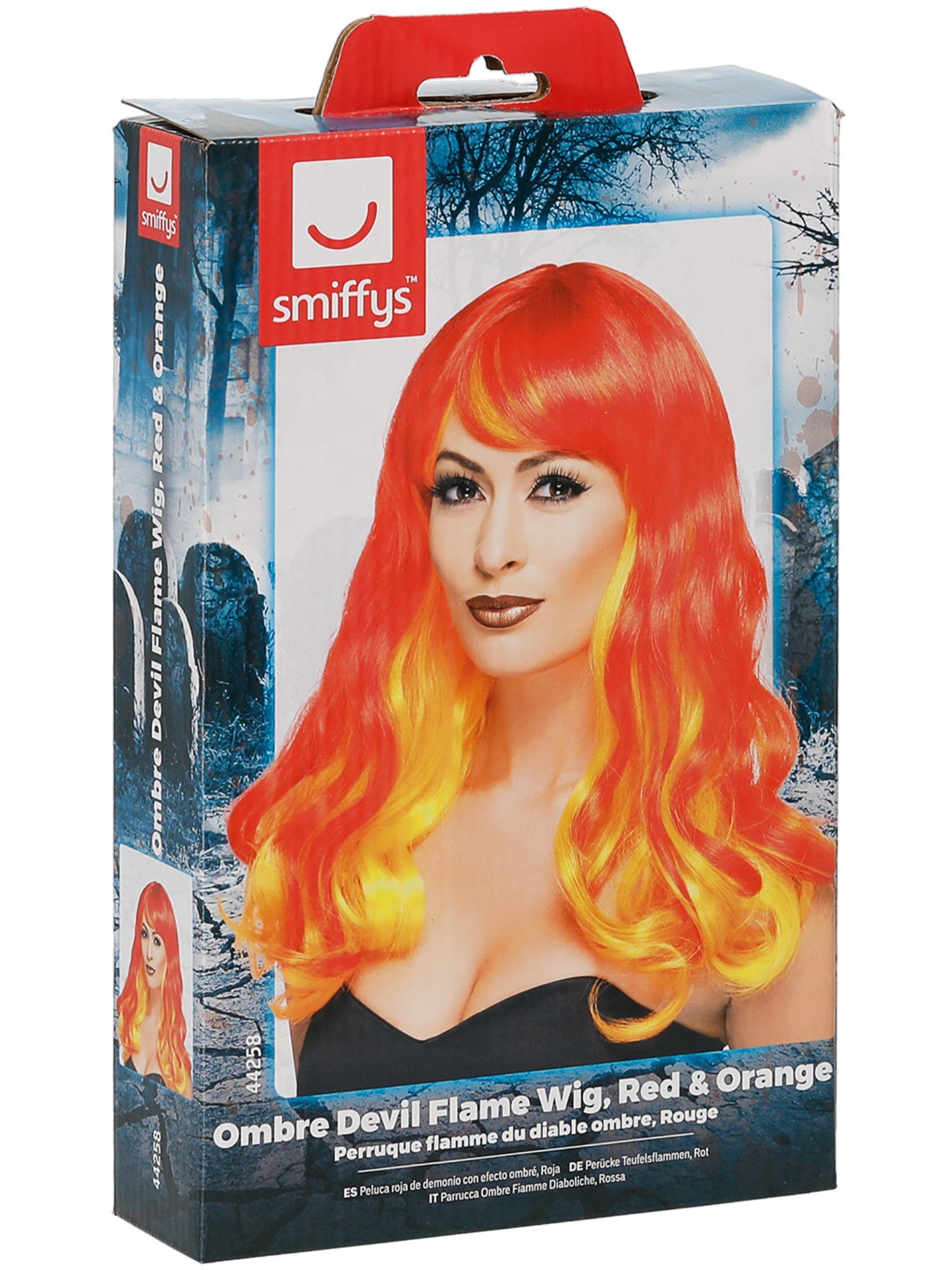 Ombre Devil Flame Wig, Red & Orange Wholesale