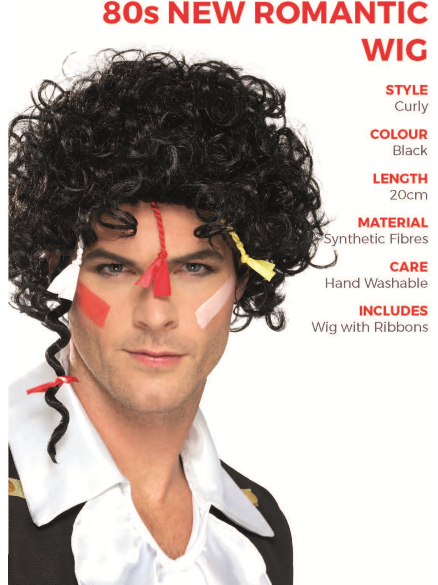 80s New Romantic Wig, Black Wholesale