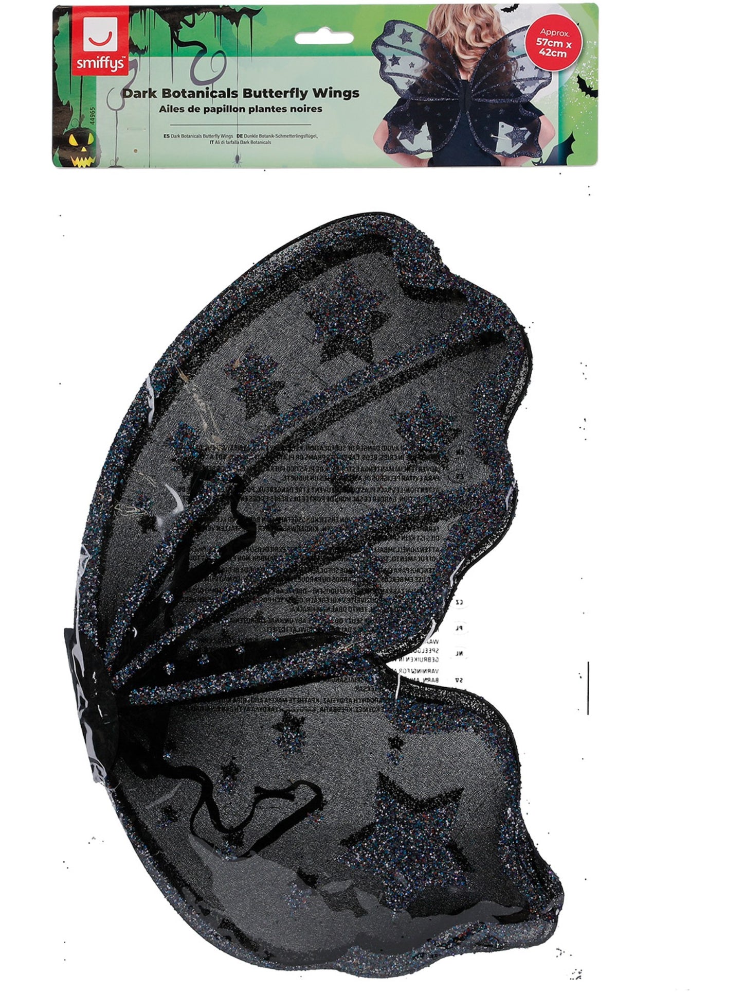 Dark Botanicals Butterfly Wings, 42cm/17in, Black Wholesale