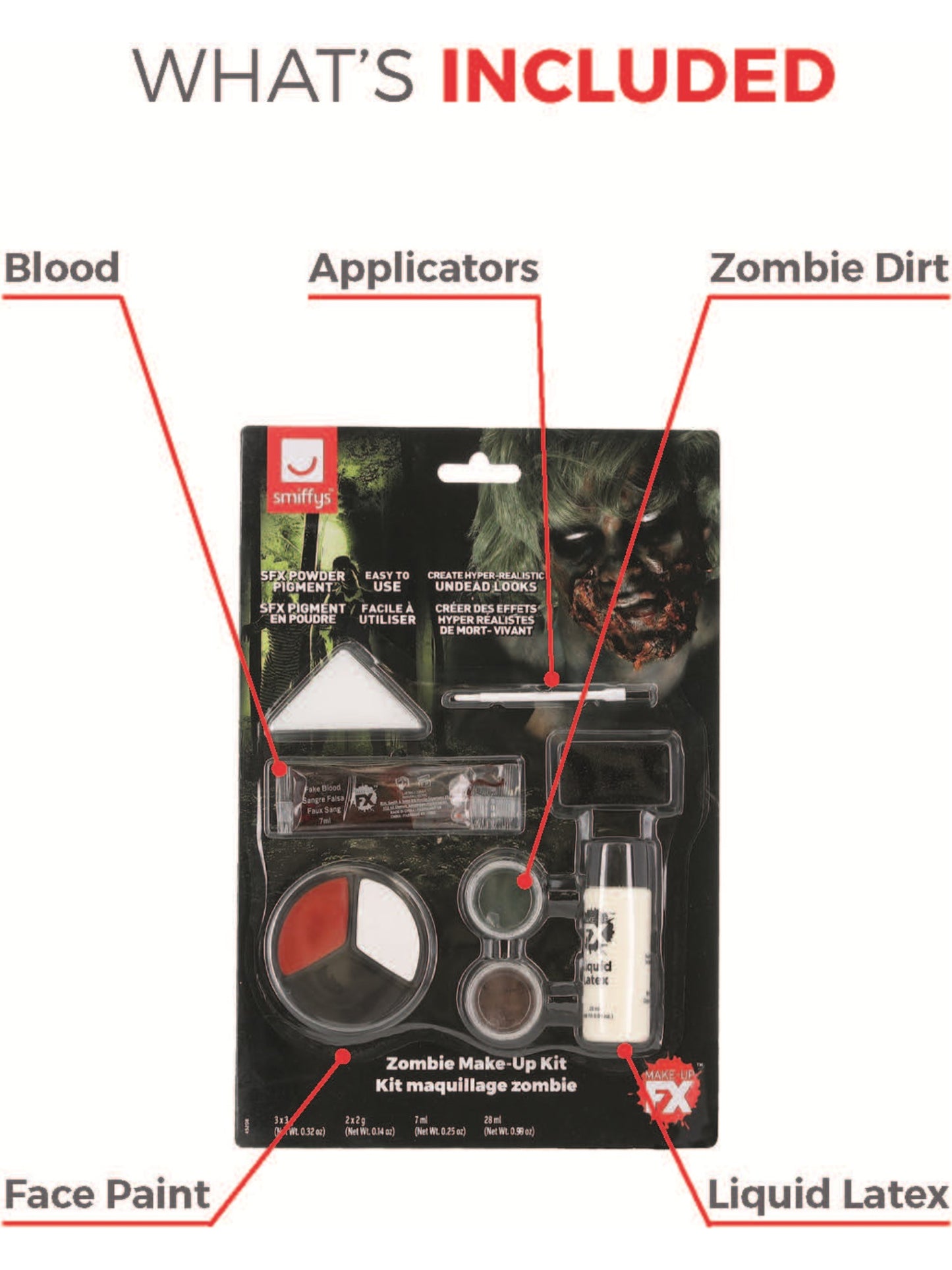 Smiffys Make-Up FX, Zombie Powder Dirt Kit, Aqua, Wholesale