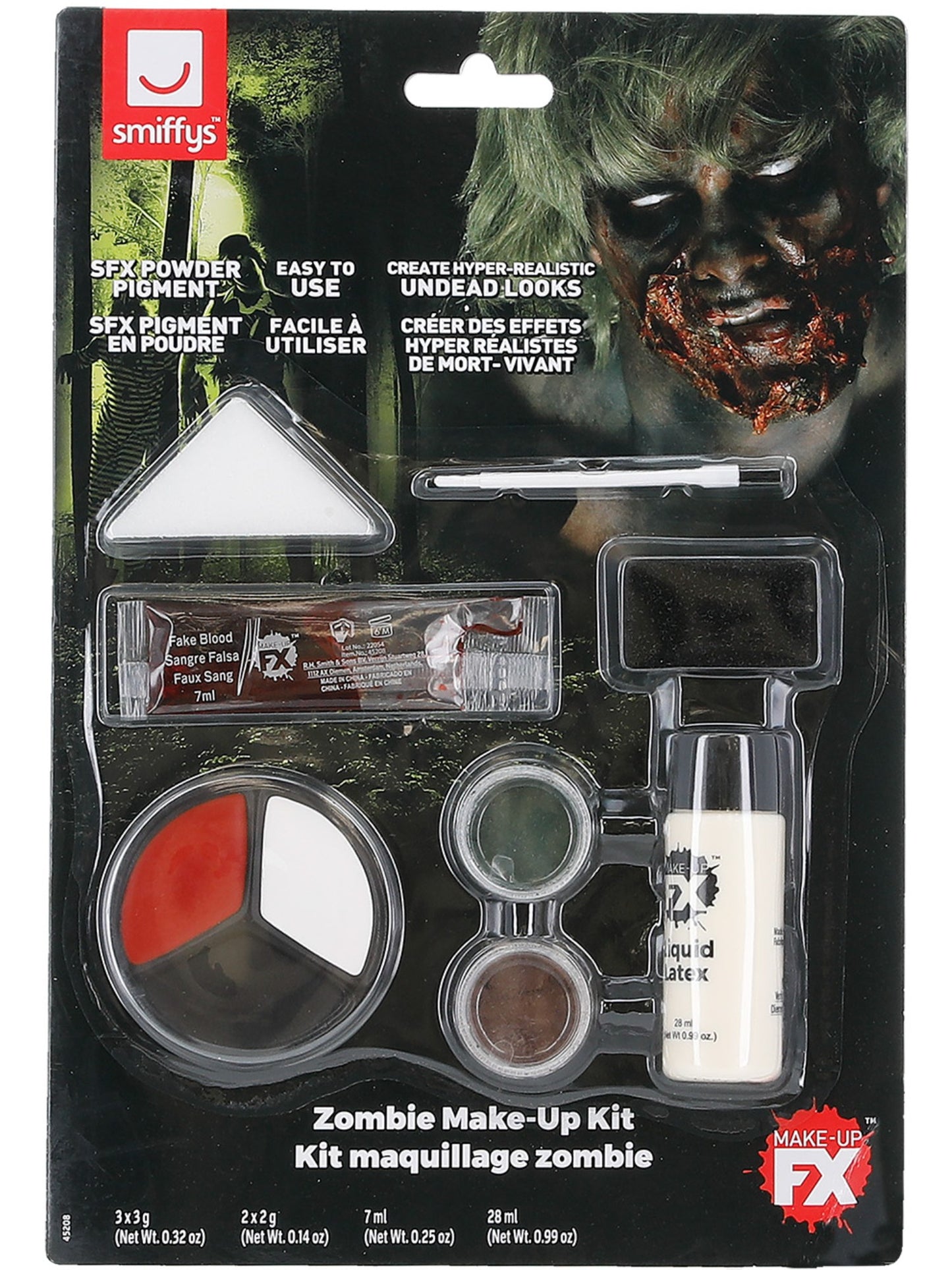 Smiffys Make-Up FX, Zombie Powder Dirt Kit, Aqua, Wholesale