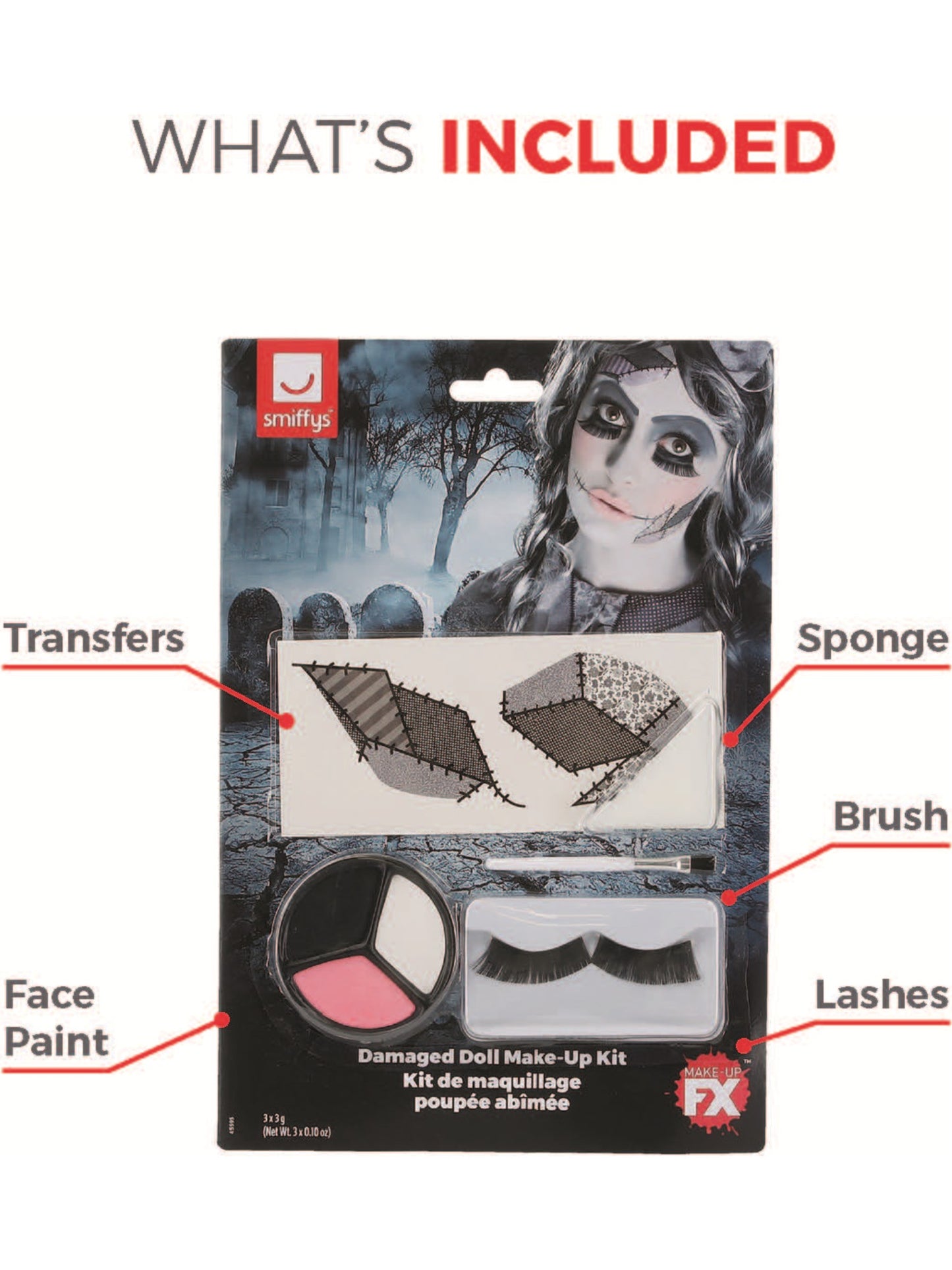 Smiffys Make-Up FX, Damaged Doll Kit, Aqua, Black Wholesale