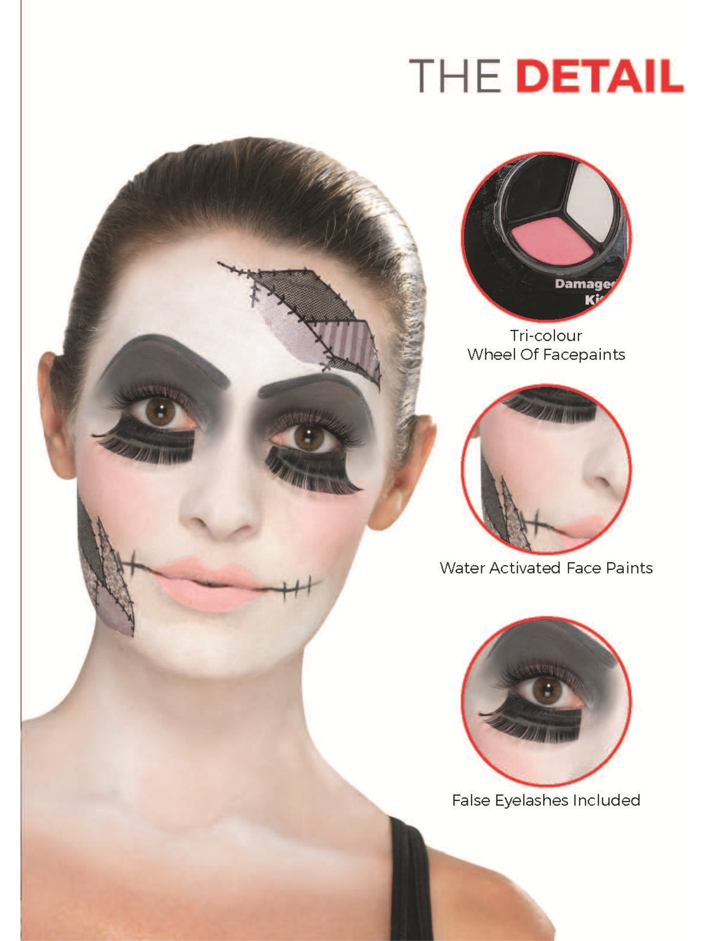 Smiffys Make-Up FX, Damaged Doll Kit, Aqua, Black Wholesale