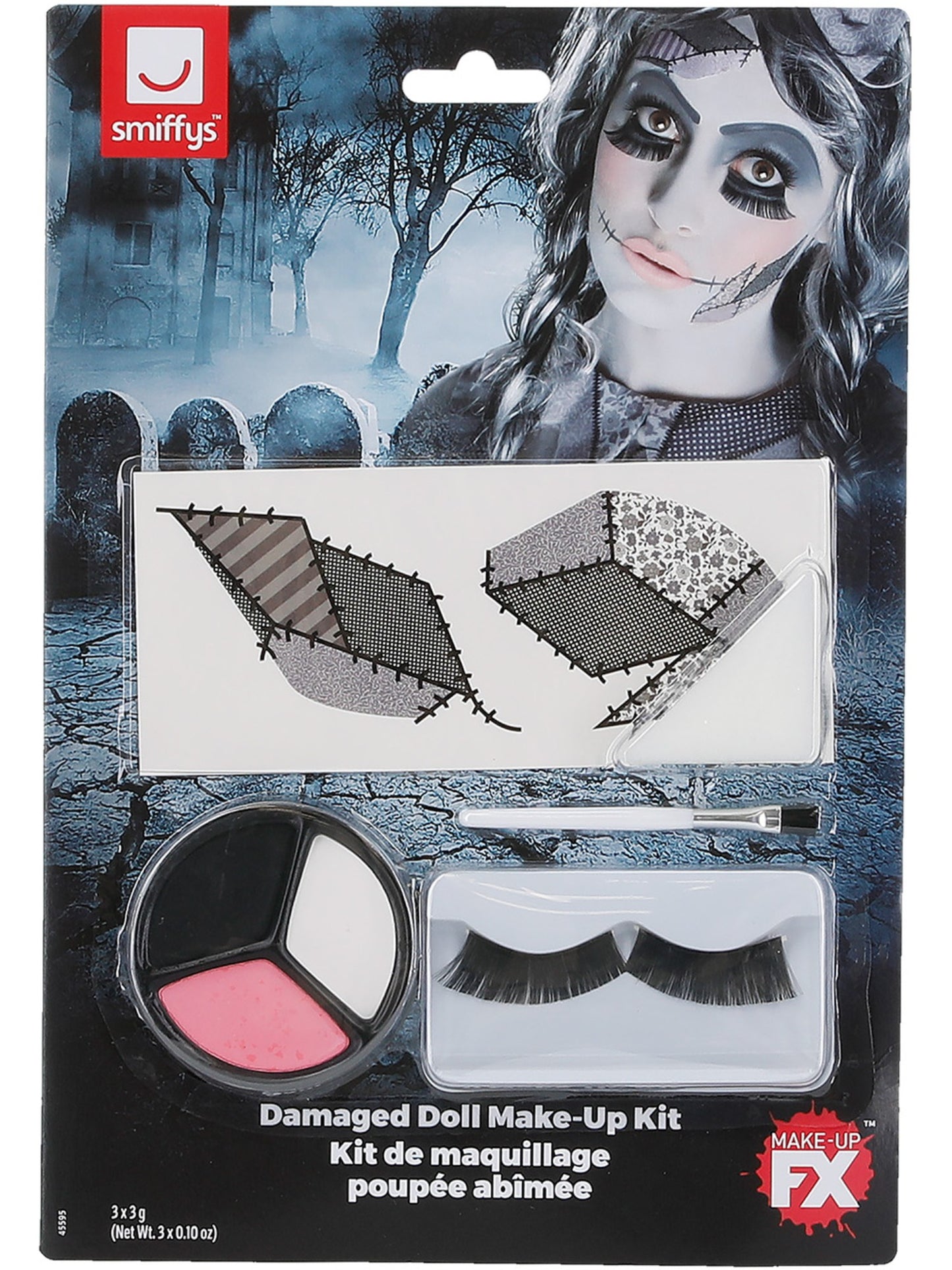 Smiffys Make-Up FX, Damaged Doll Kit, Aqua, Black Wholesale