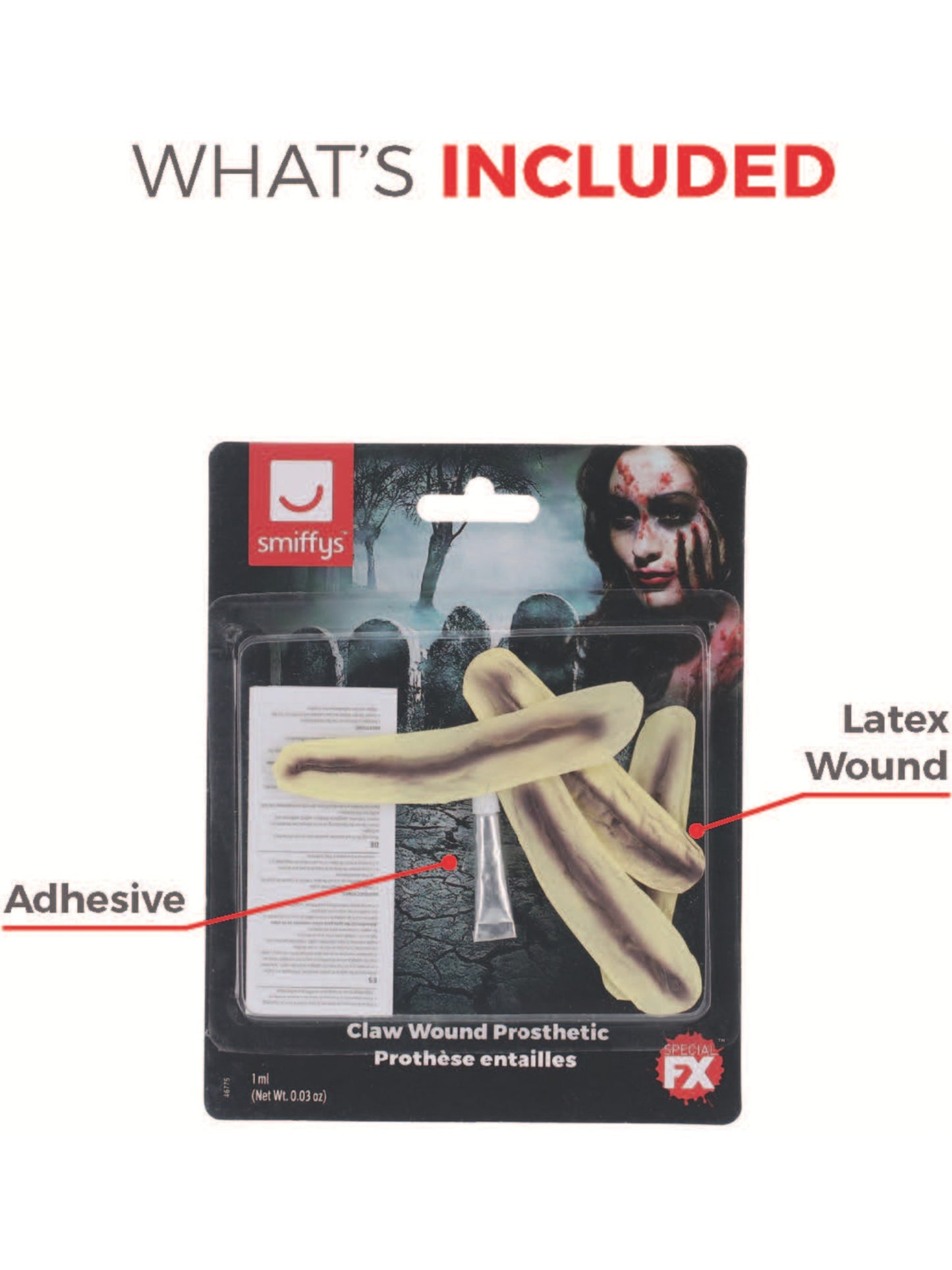 Smiffys Make-Up FX, Latex Claw Wound Scar, Red Wholesale