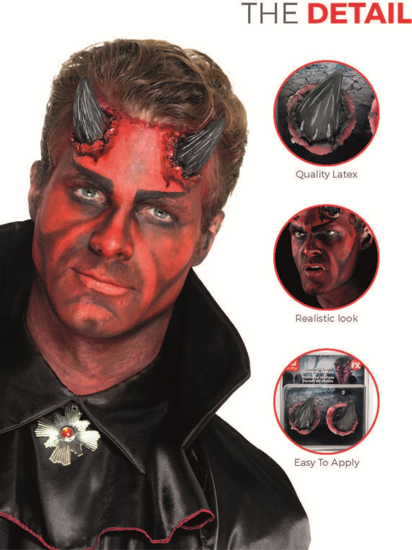 Smiffys Make-Up FX, Latex Devil Horn Prosthetics, Wholesale