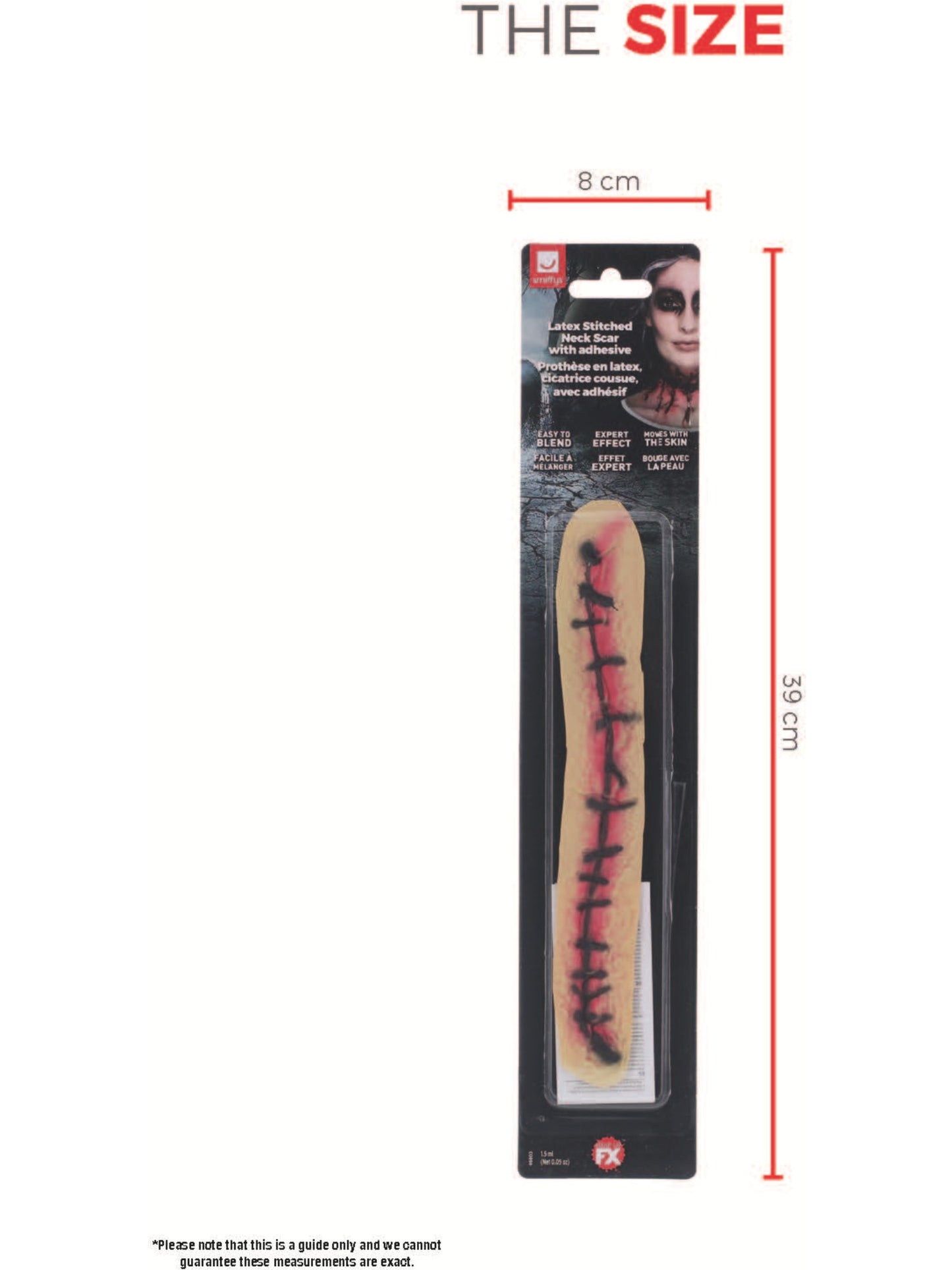 Smiffys Make-Up FX, Latex Stitched Neck, Red Wholesale