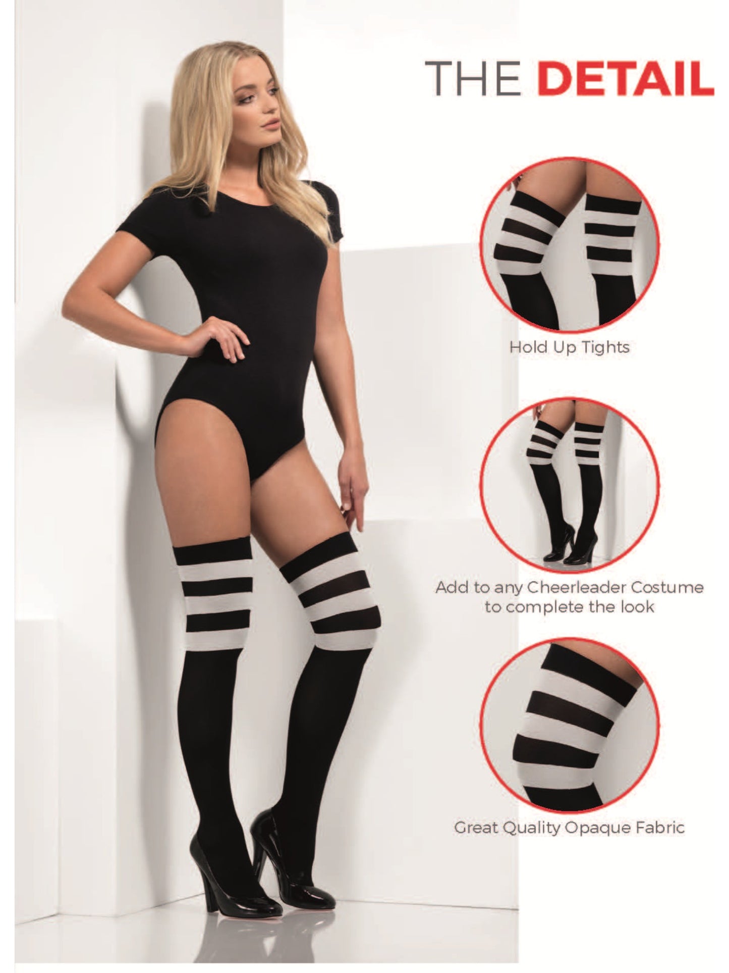 Cheerleader Opaque Hold Ups, Black Wholesale