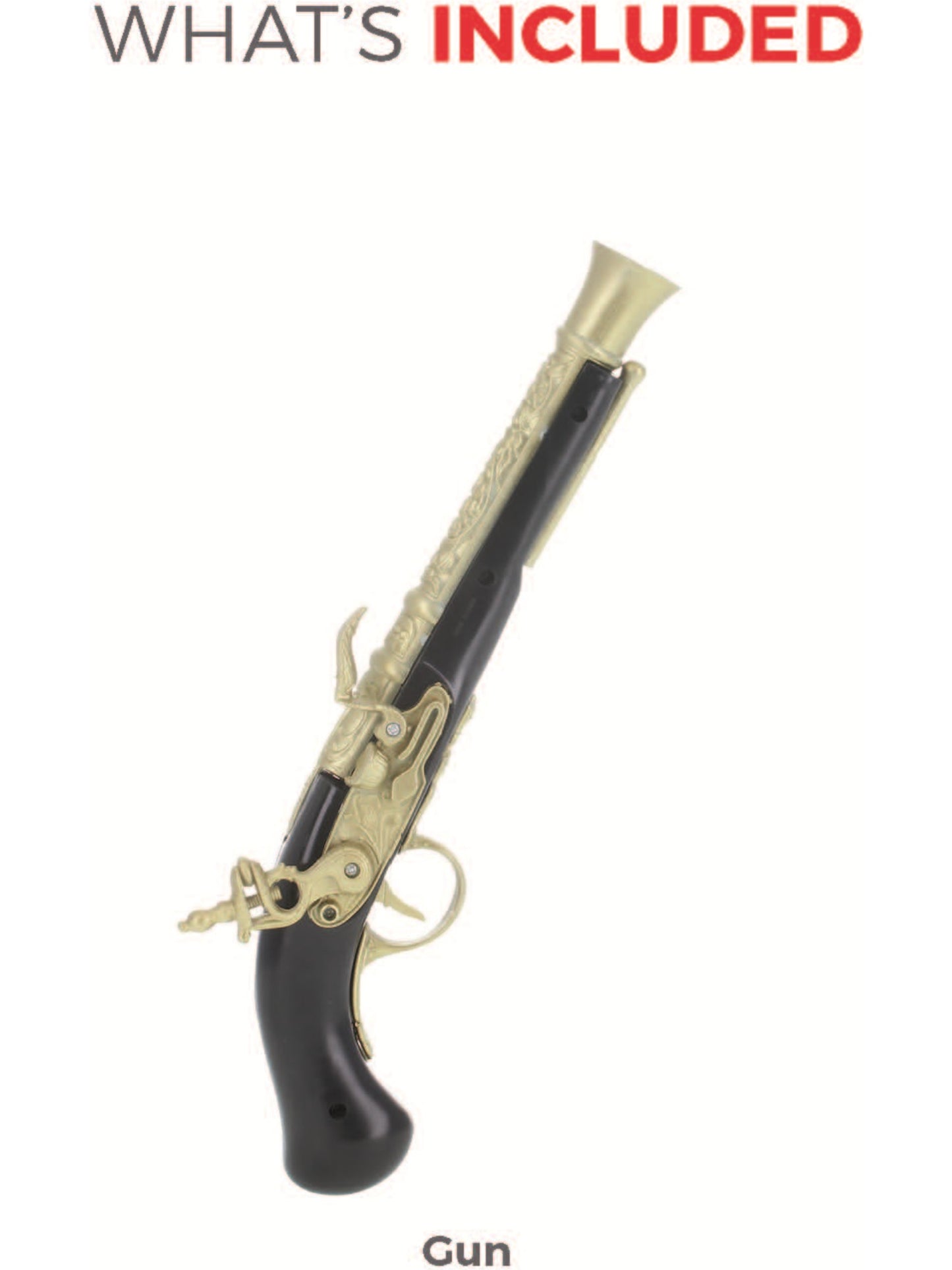 Realistic Pirate Blunderbuss Pistol, Black & Gold Wholesale