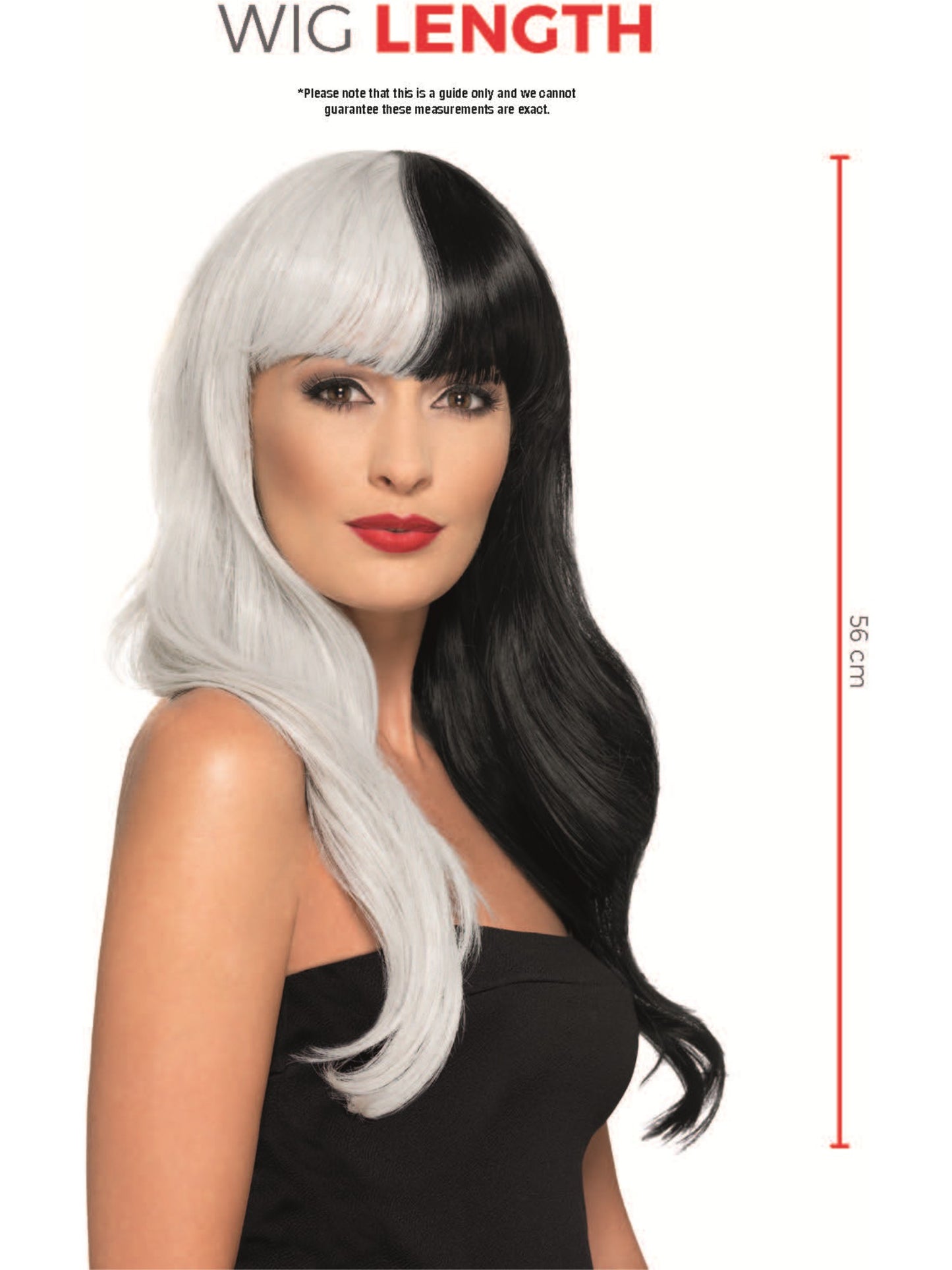 Deluxe Wig, Half & Half With Fringe, Black & Grey Wholesale