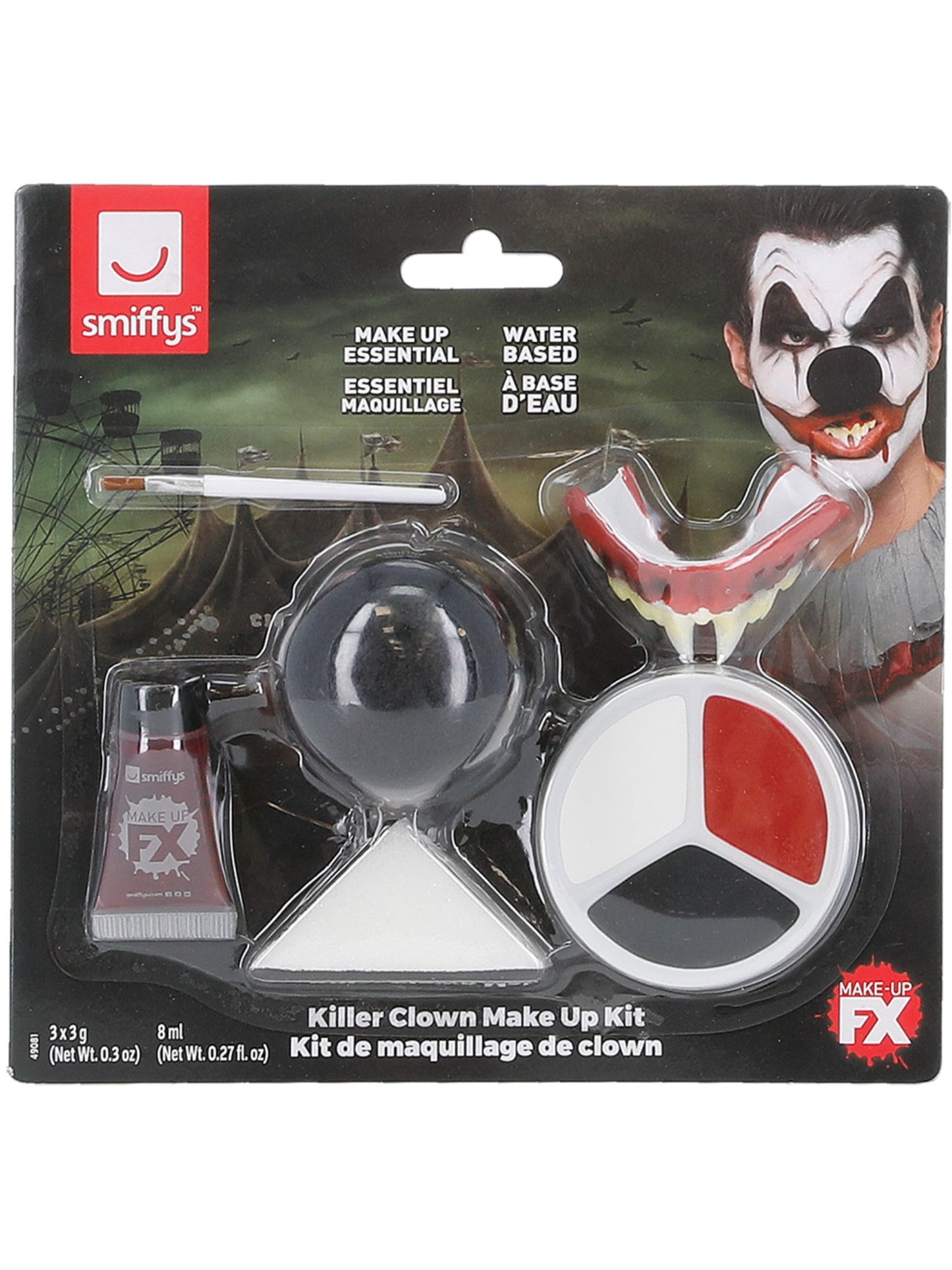 Smiffys Make-Up FX, Killer Clown Kit, Aqua, Multi- Wholesale