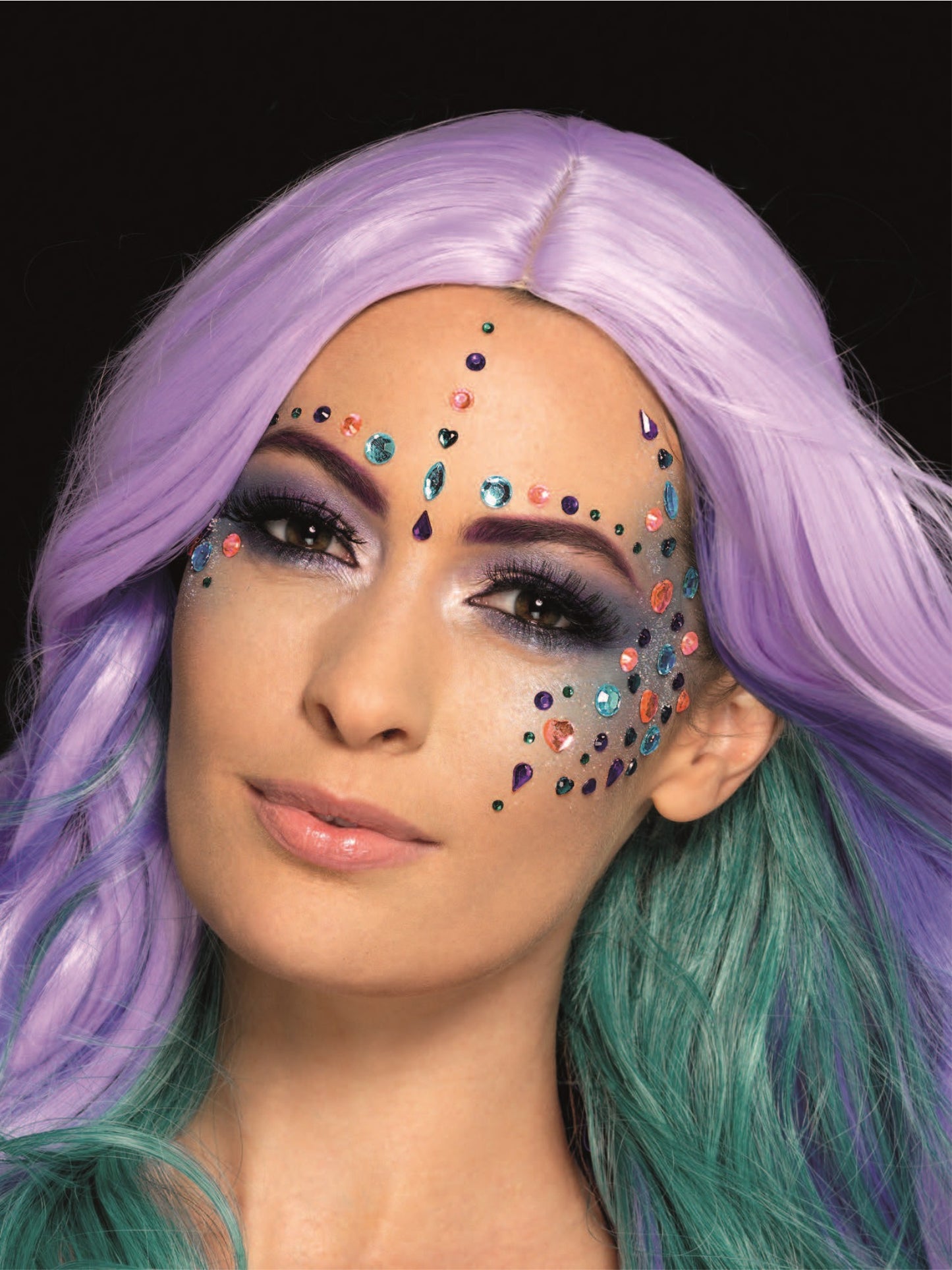 Smiffys Make-Up FX, Pastel Jewel Face Gems, Purple Wholesale