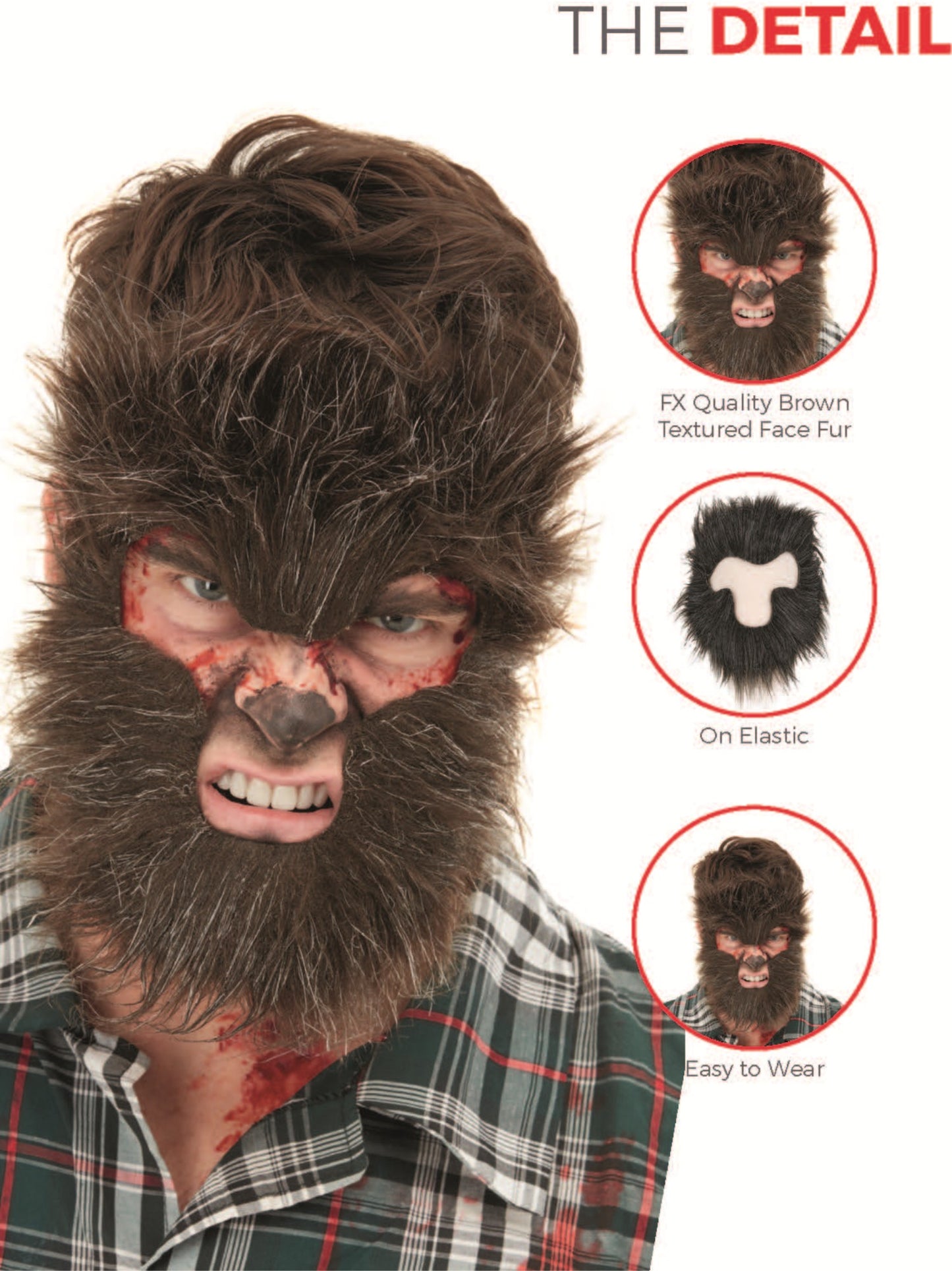 Smiffys Make-Up FX, Werewolf Face Fur, Brown Wholesale