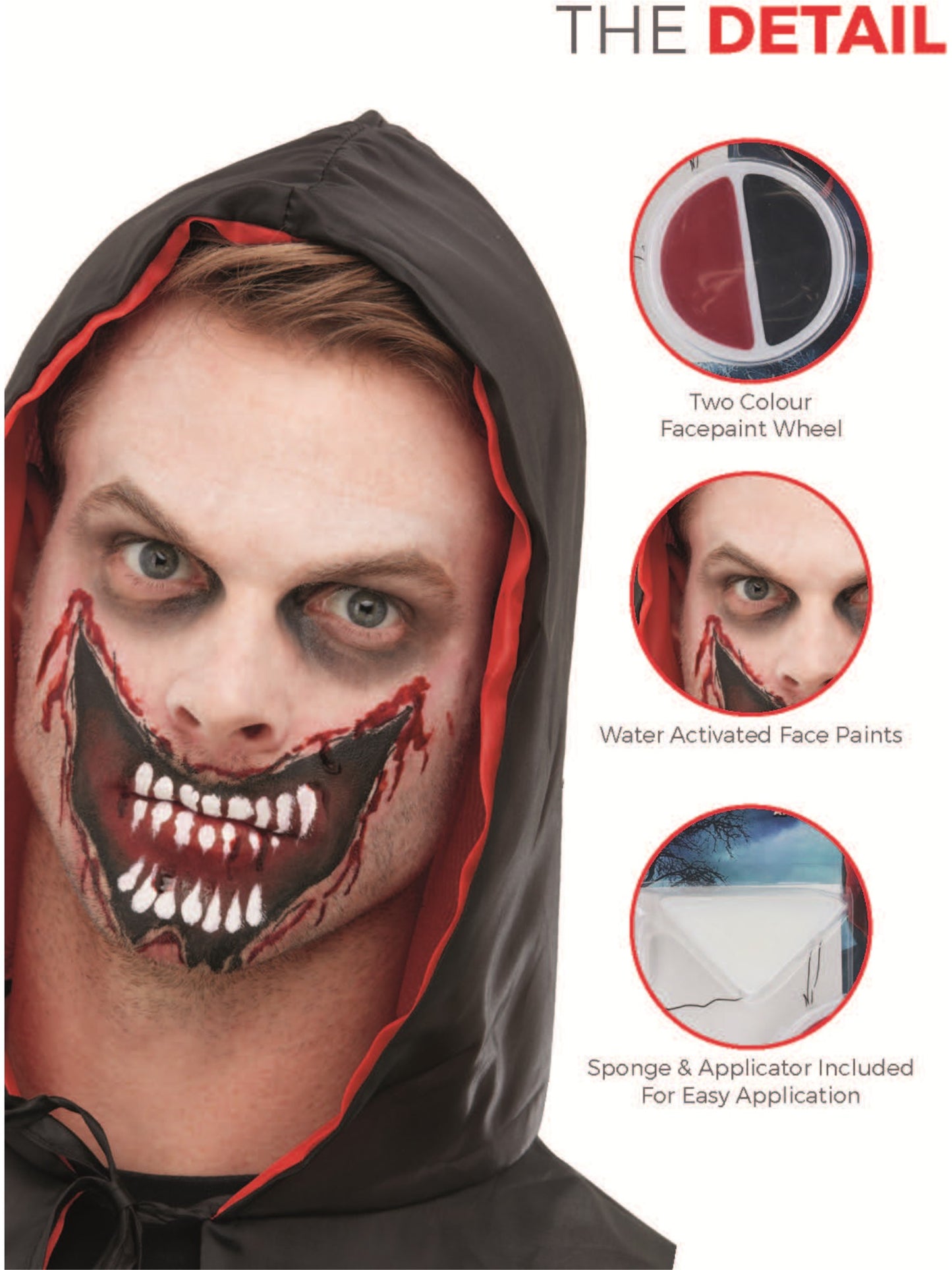 Smiffys Make-Up FX, Slashed Mouth Kit, Aqua, Red Wholesale