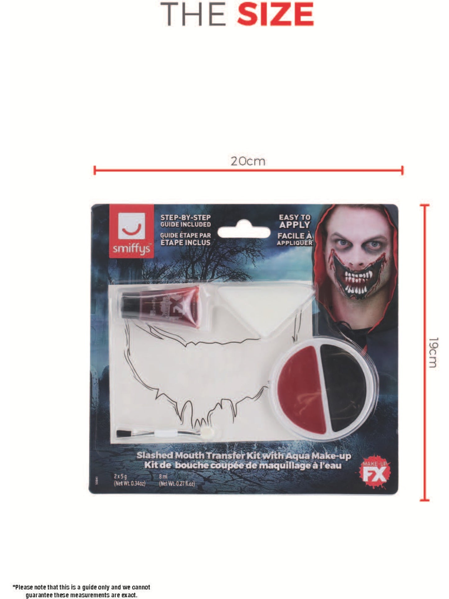 Smiffys Make-Up FX, Slashed Mouth Kit, Aqua, Red Wholesale