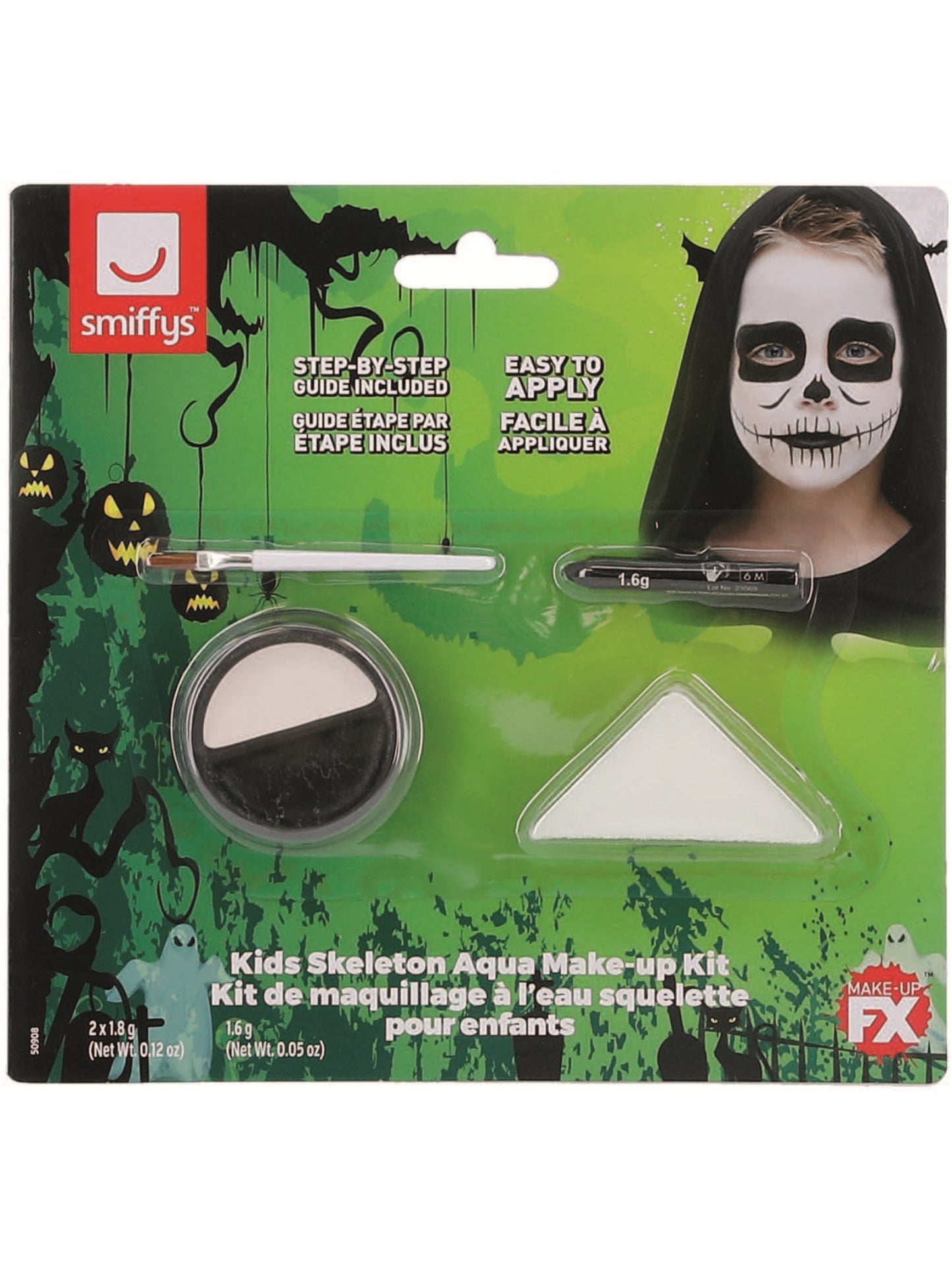 Smiffys Make-Up FX, Kids Skeleton Kit, Aqua, Black Wholesale