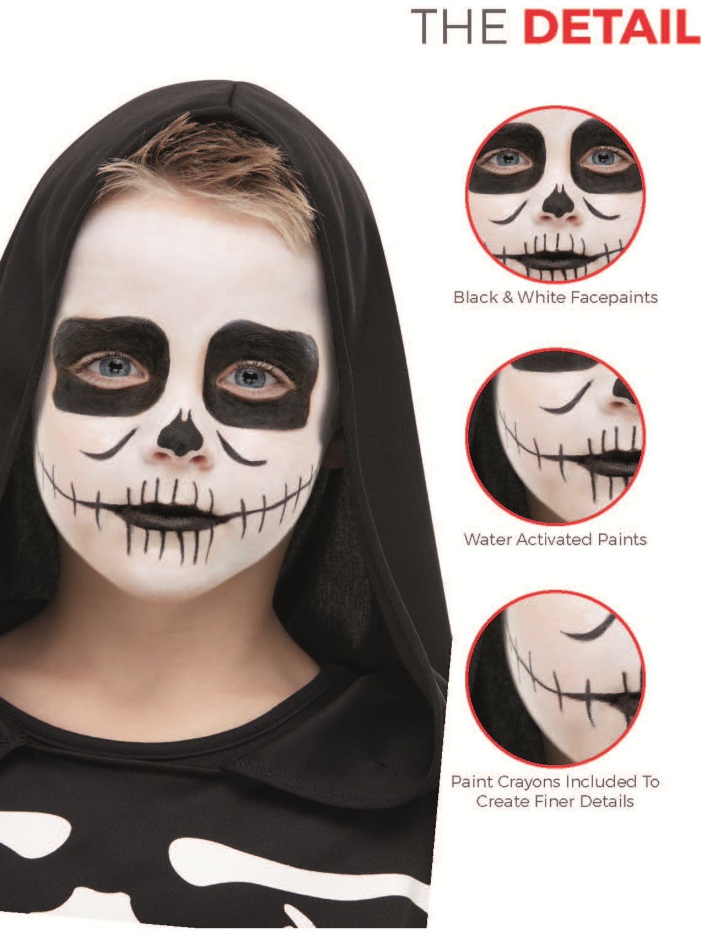 Smiffys Make-Up FX, Kids Skeleton Kit, Aqua, Black Wholesale