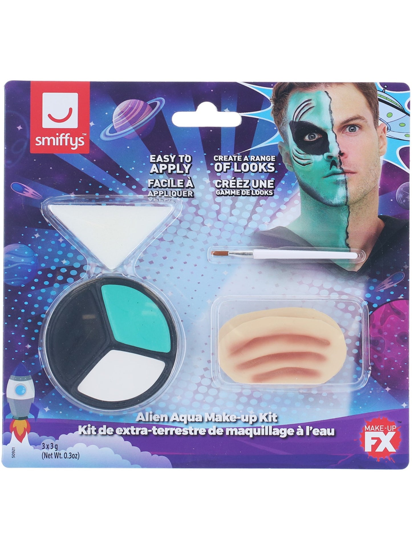 Smiffys Make-Up FX, Alien Kit, Aqua, Wholesale