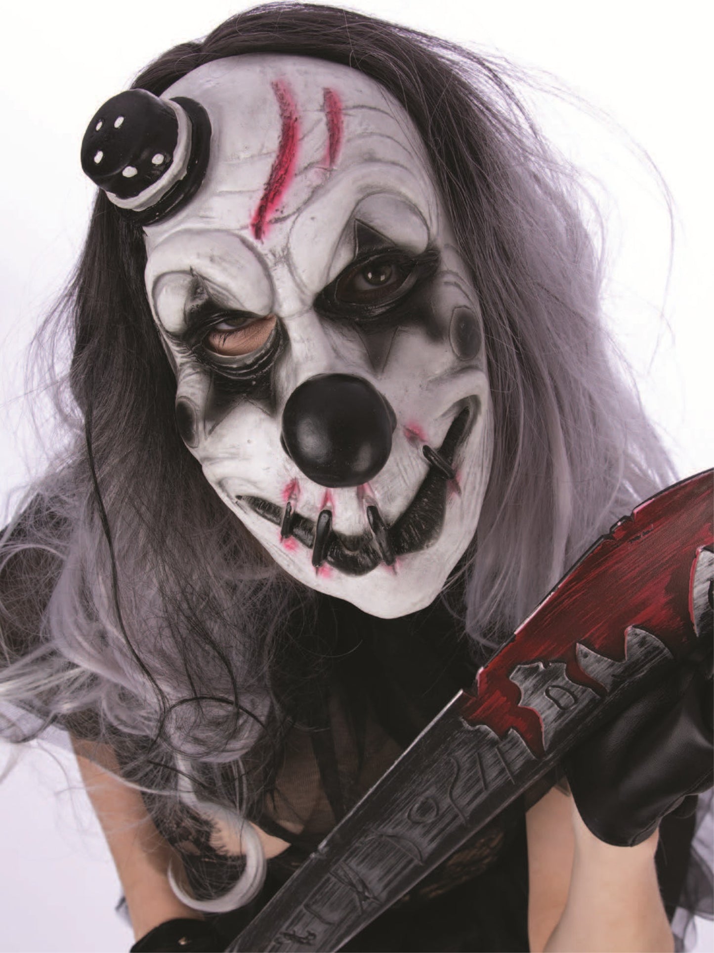 Scary Clown Latex Mask, White Wholesale