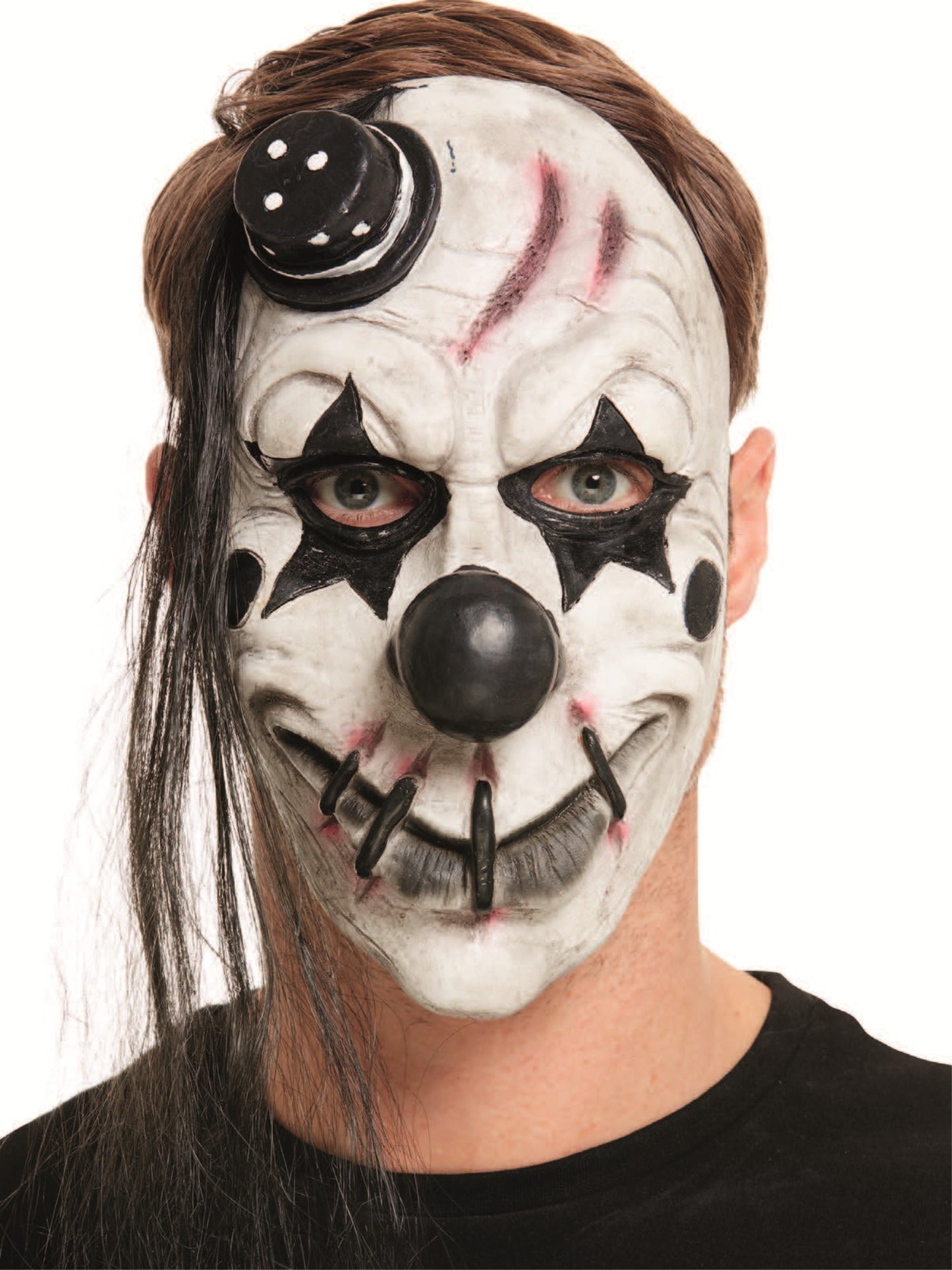 Scary Clown Latex Mask, White Wholesale